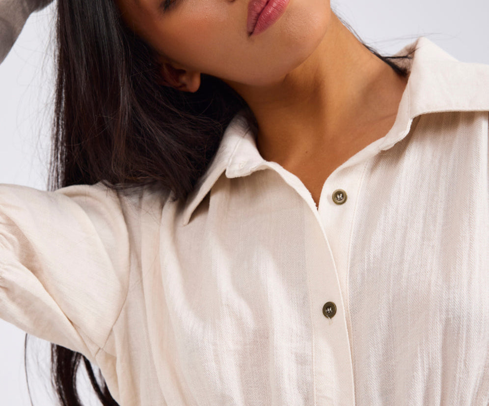 long sleeve button down ruched shirt dress in cream PrettyLittleThing Women's Plus Check Button Down Ruched Long Sleeve Shirt Dress in Cream | Size: 16