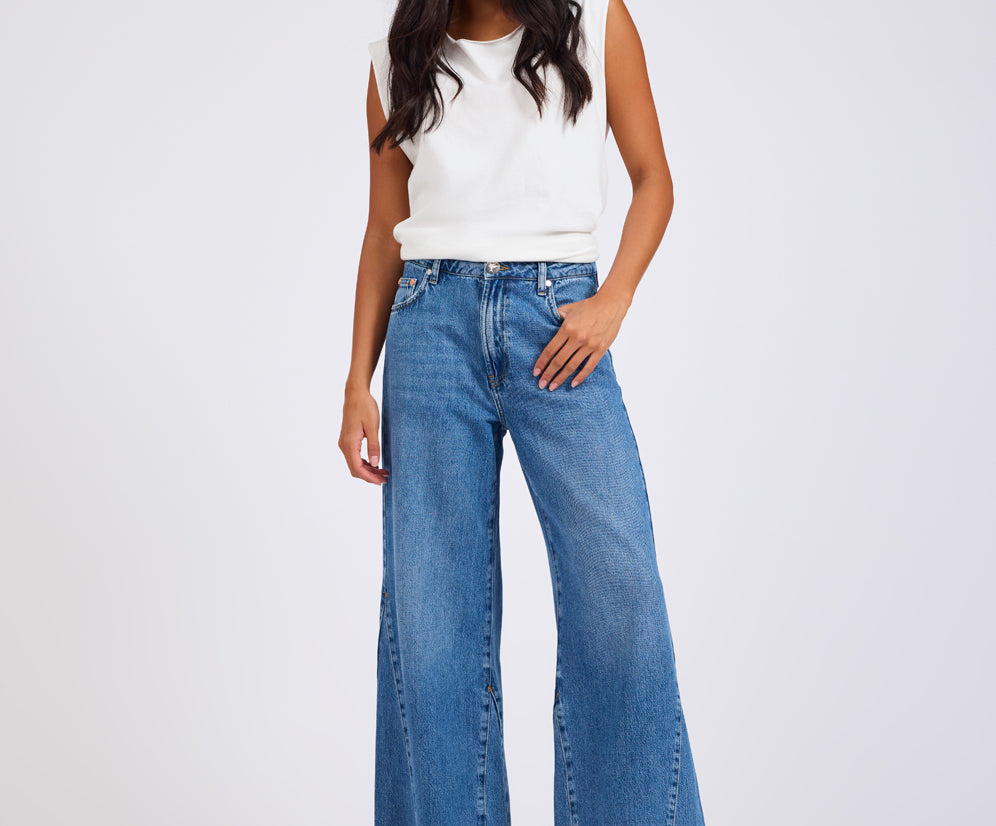 Cruisers Mid Waist Bootcut Flare Denim Jeans - Bright Blue
