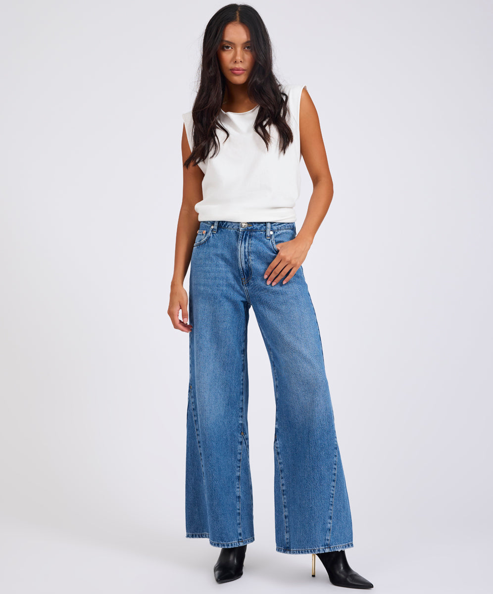 Last Stock Cruisers Mid Waist Bootcut Flare Denim Jeans - Bright Blue