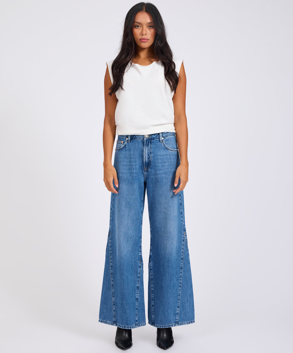 Cruisers Mid Waist Bootcut Flare Denim Jeans - Bright Blue