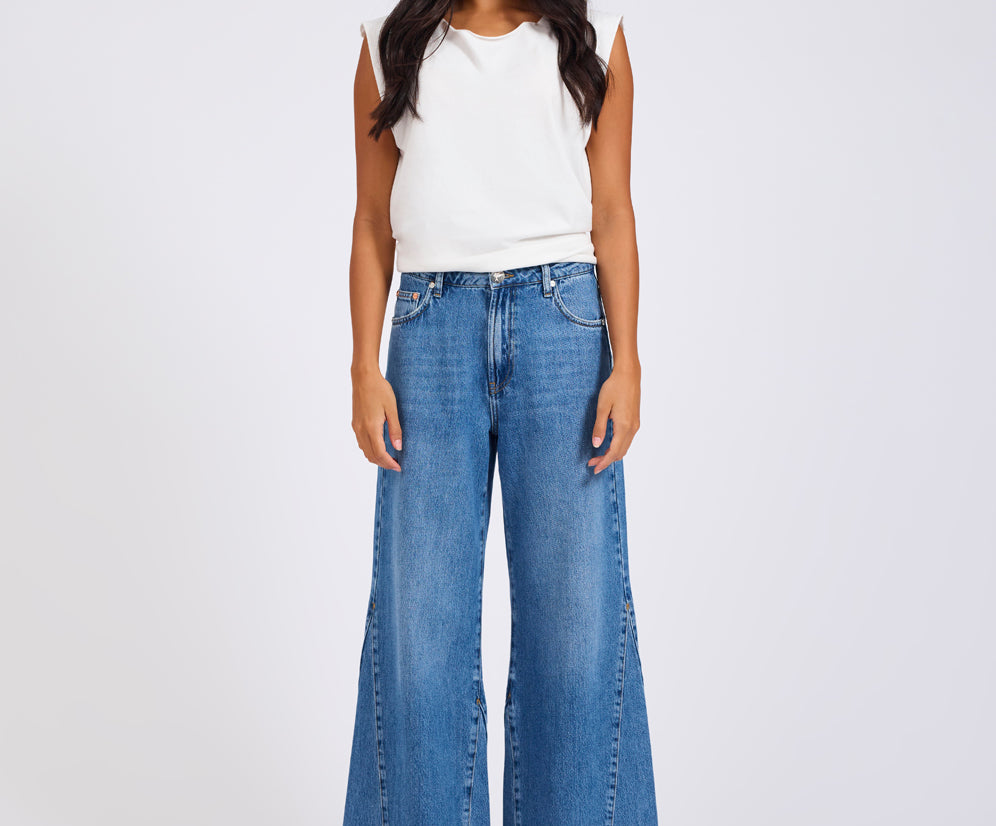 Cruisers Mid Waist Bootcut Flare Denim Jeans - Bright Blue
