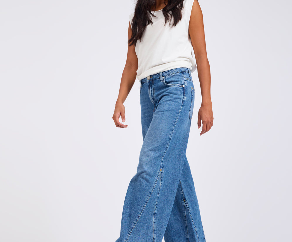 Cruisers Mid Waist Bootcut Flare Denim Jeans - Bright Blue