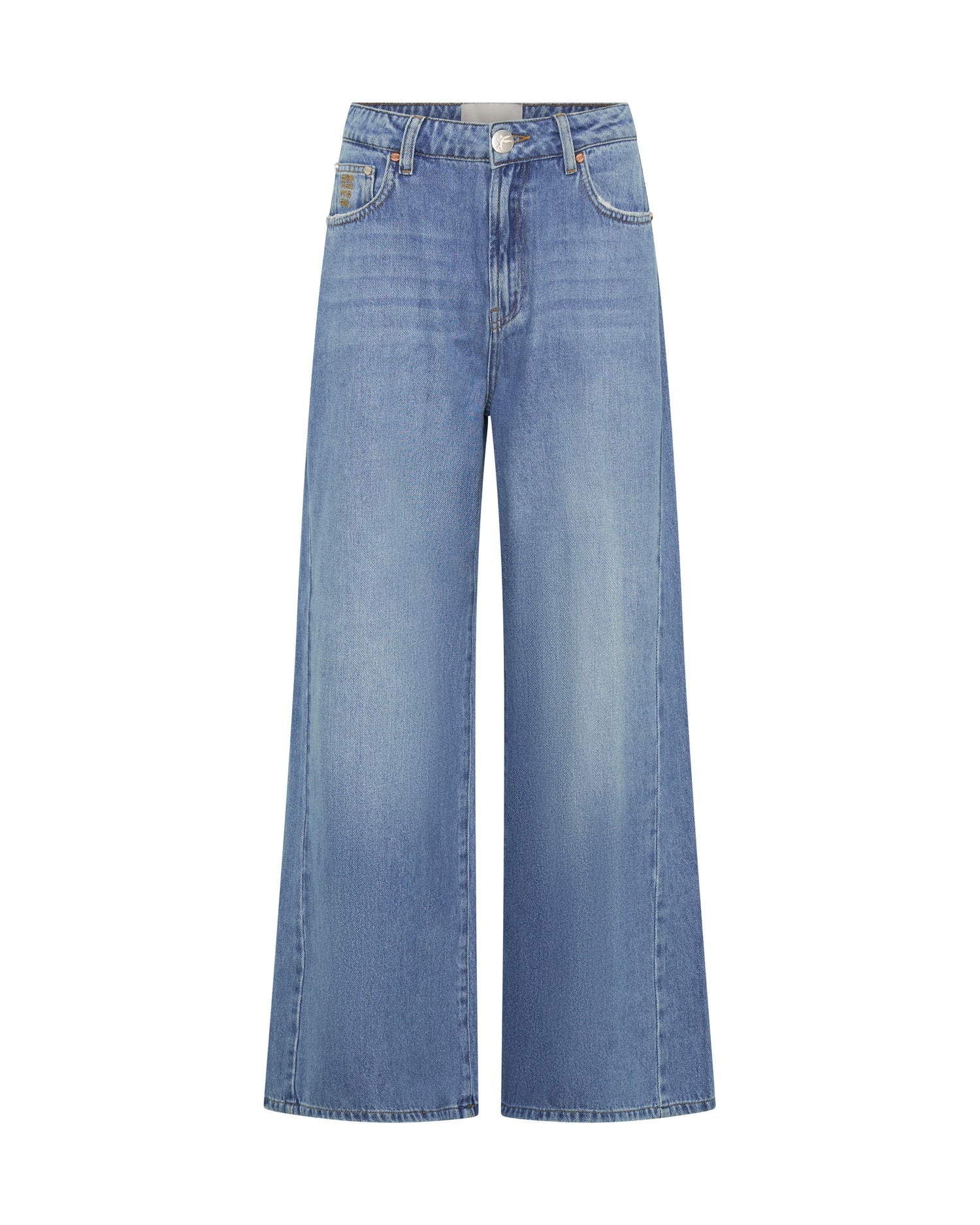 Last Stock Love Machines Mid Waist Super Wide Leg Denim Jeans - Bright Blue