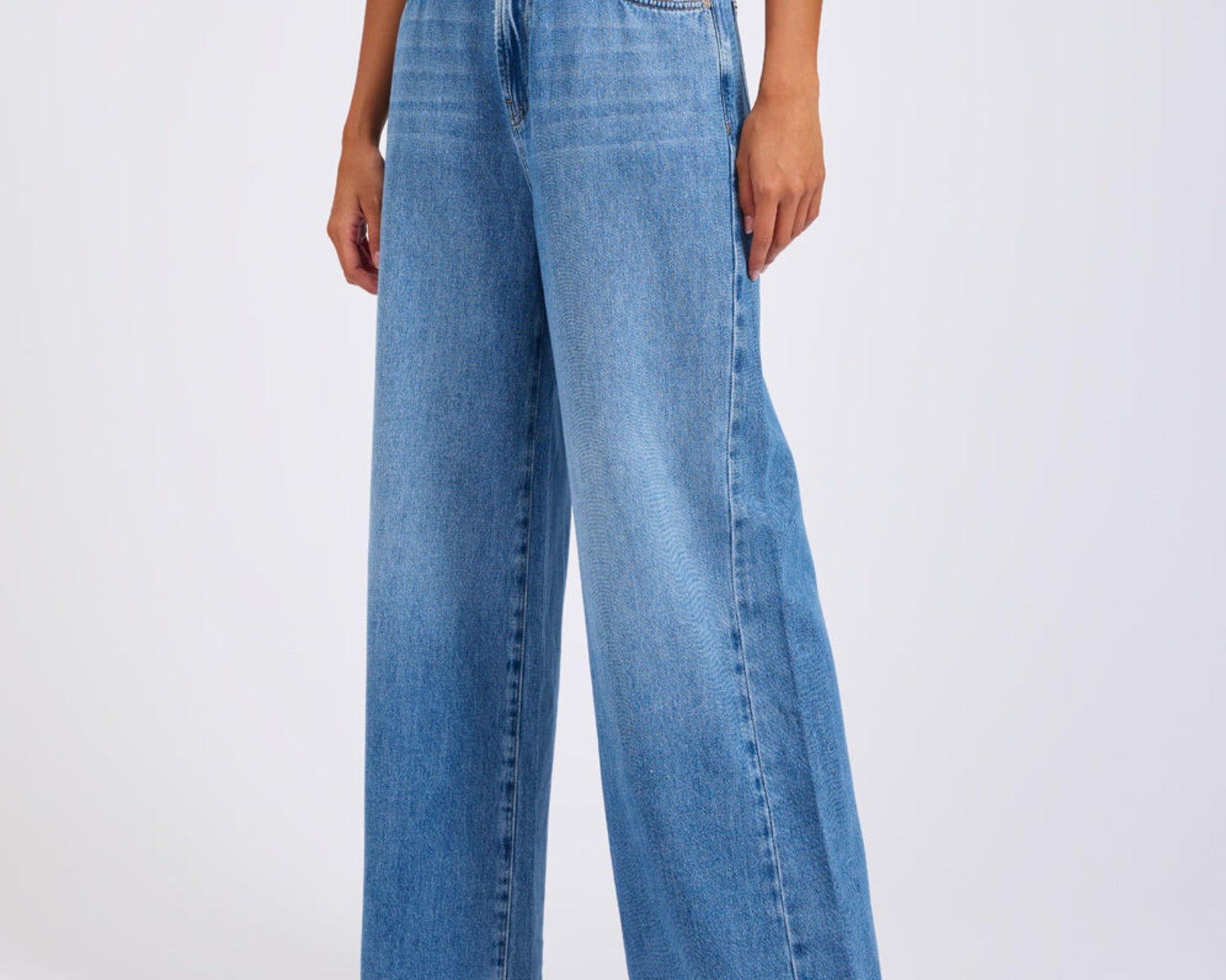 Love Machines Mid Waist Super Wide Leg Denim Jeans - Bright Blue