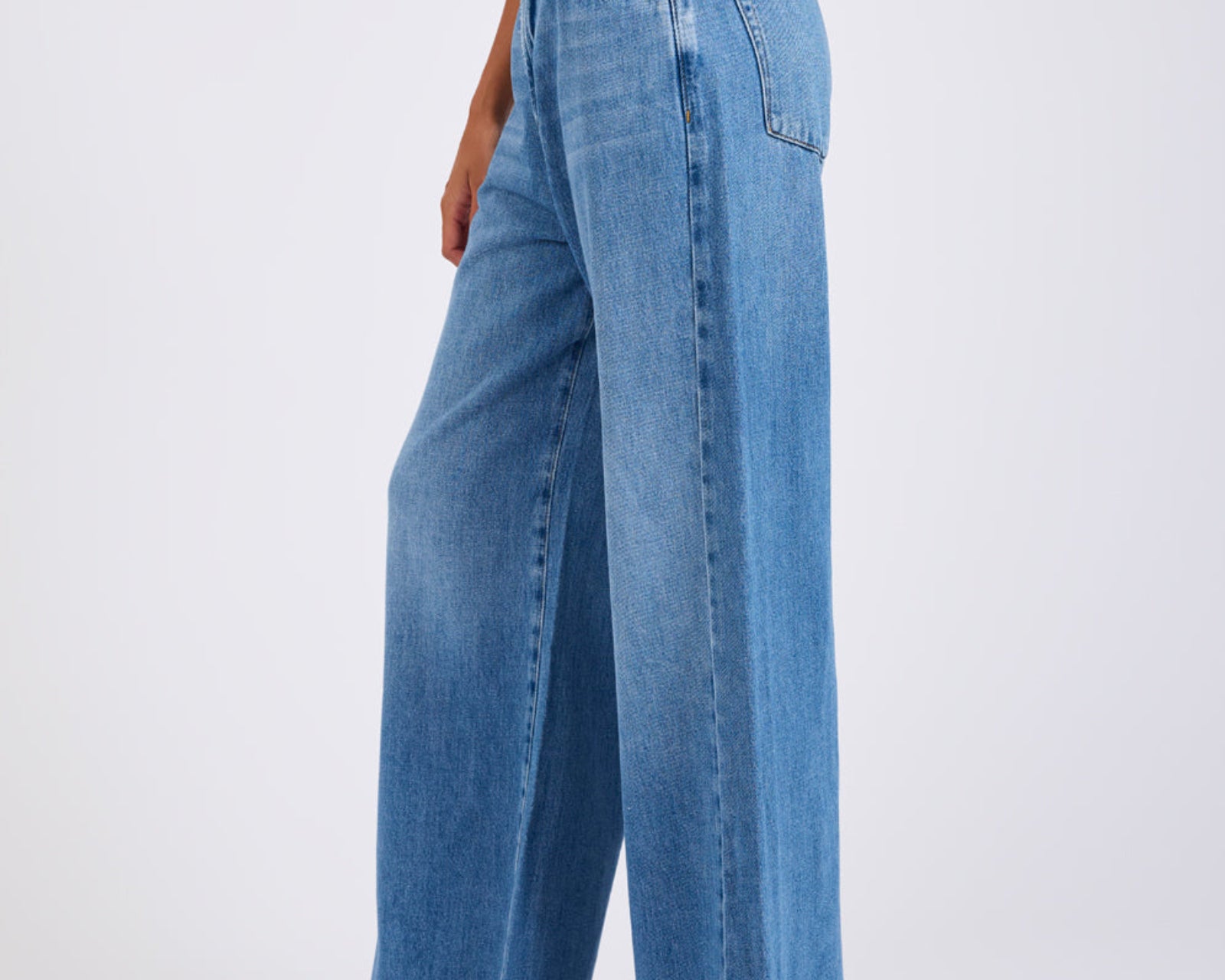 Love Machines Mid Waist Super Wide Leg Denim Jeans - Bright Blue
