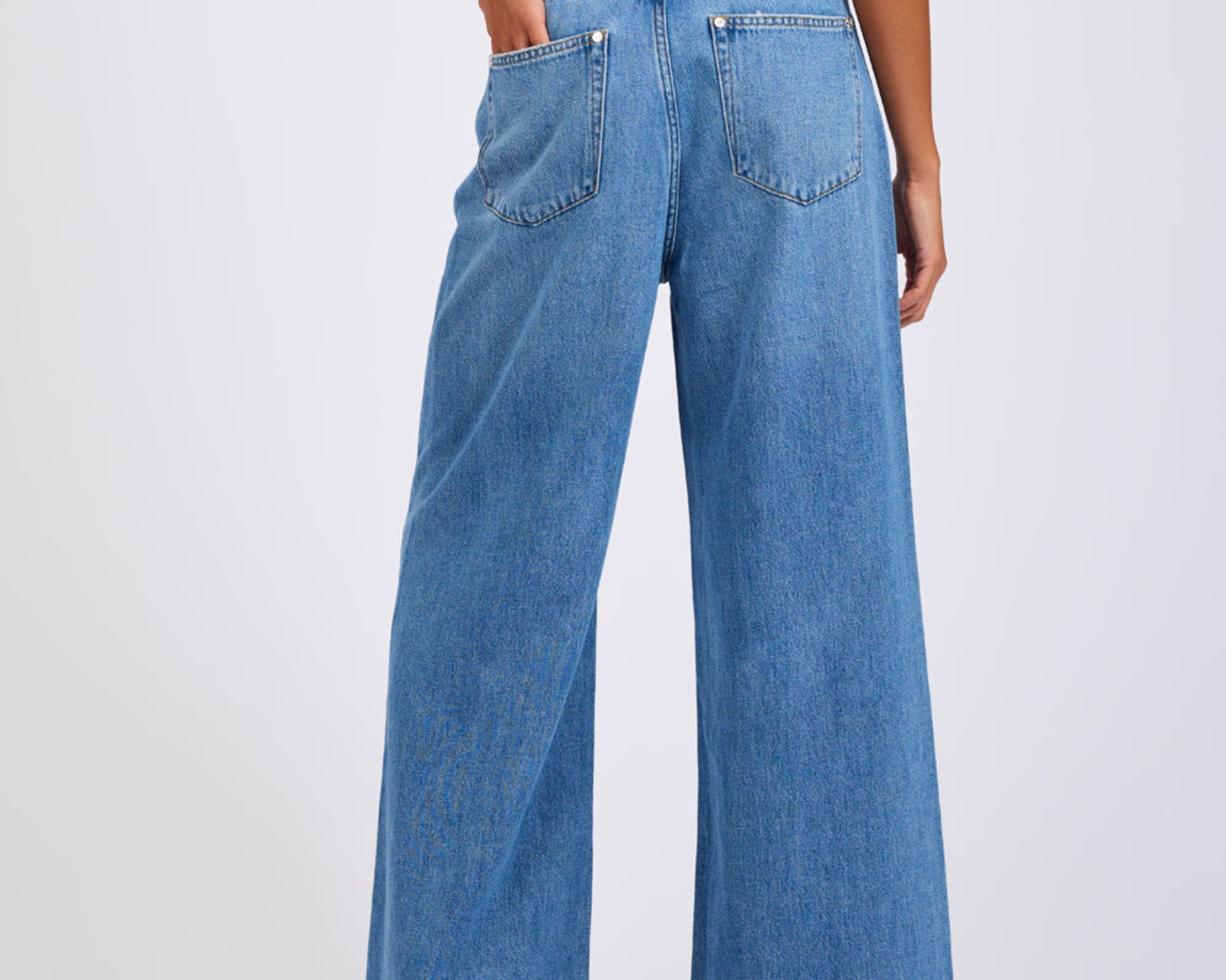 Love Machines Mid Waist Super Wide Leg Denim Jeans - Bright Blue
