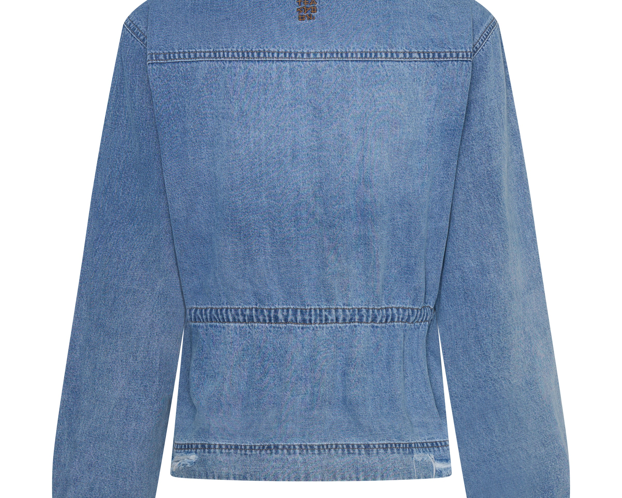 Drawstring Denim Shirt - Washed Blue