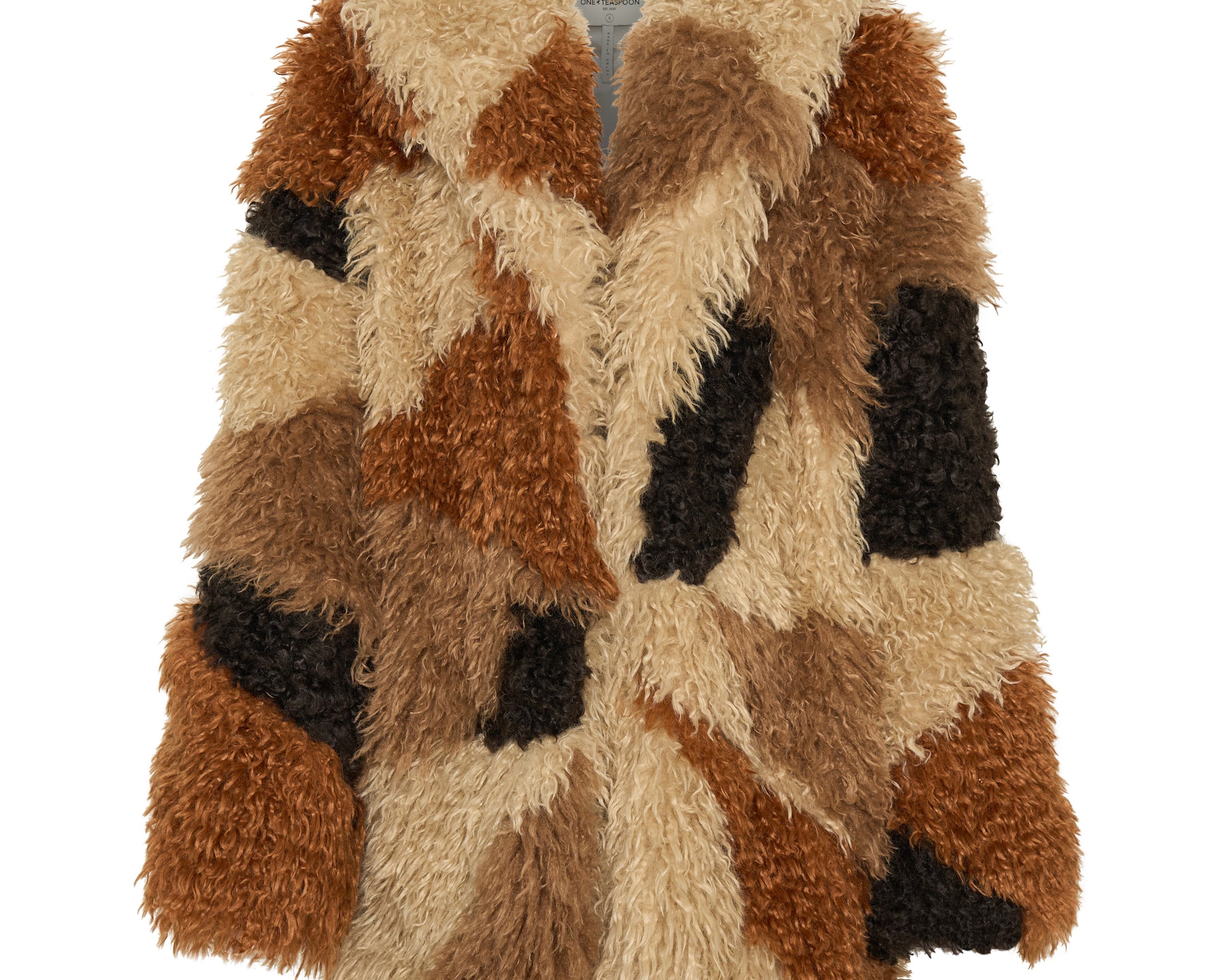 Mongolian Longline Faux Fur Jacket - Tan