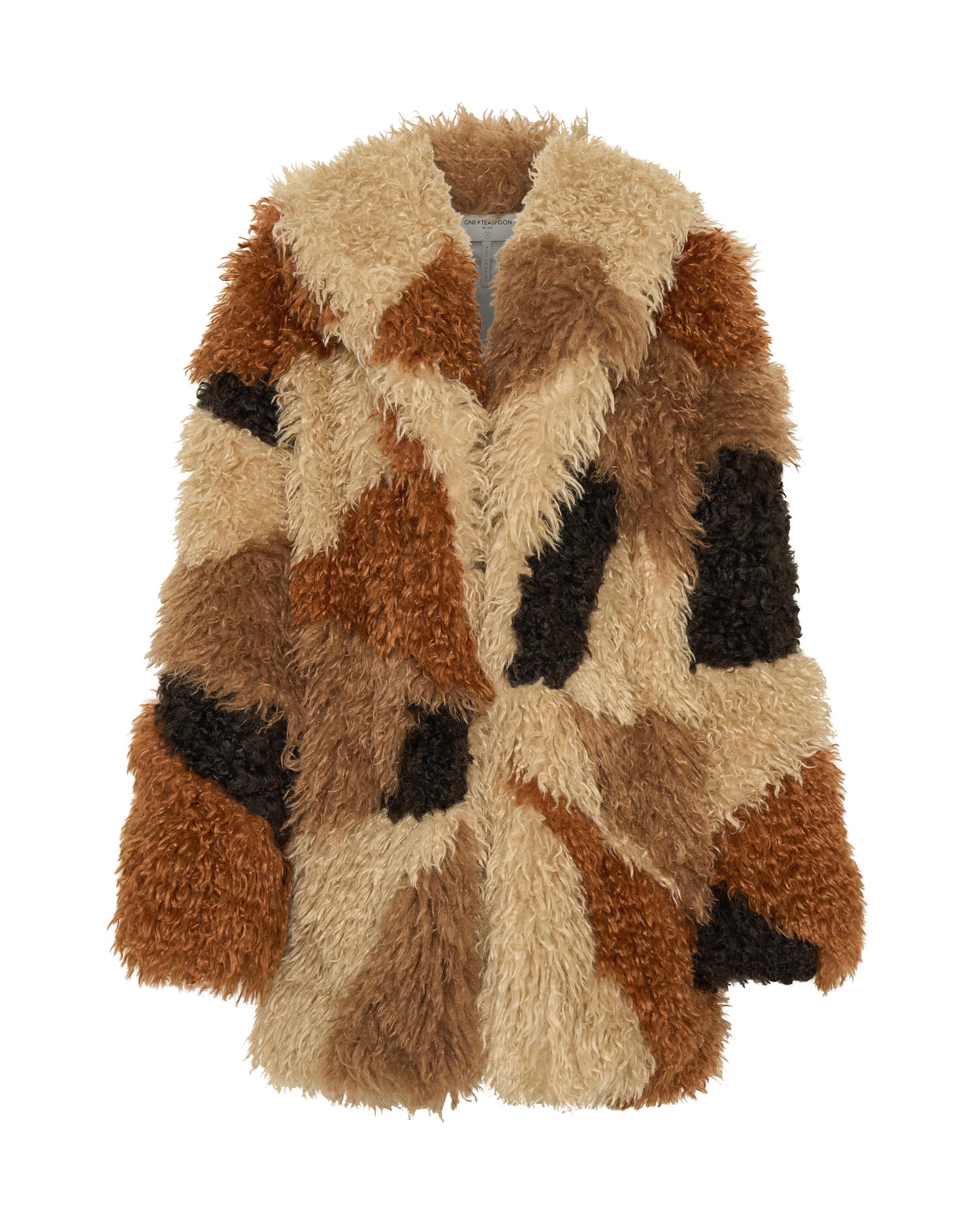  Mongolian Longline Faux Fur Jacket - Tan