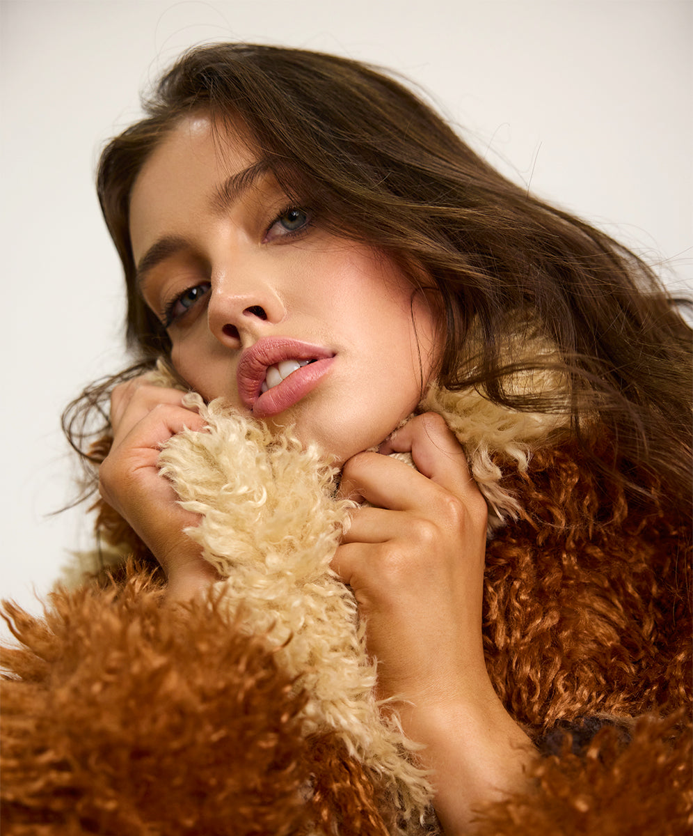 Mongolian Longline Faux Fur Jacket - Tan | One Teaspoon USA