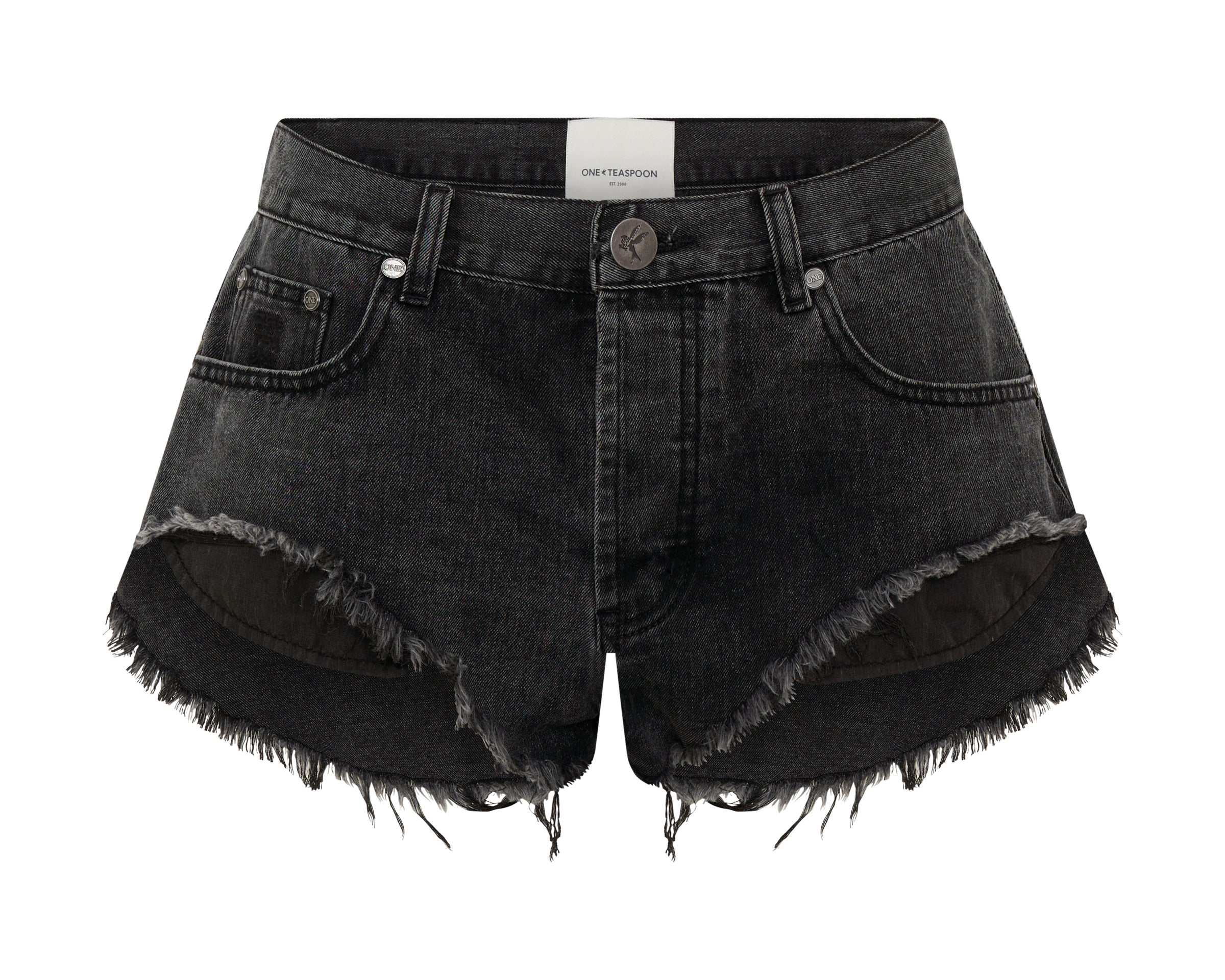 Rollers Low Waist Denim Shorts - Washed Black