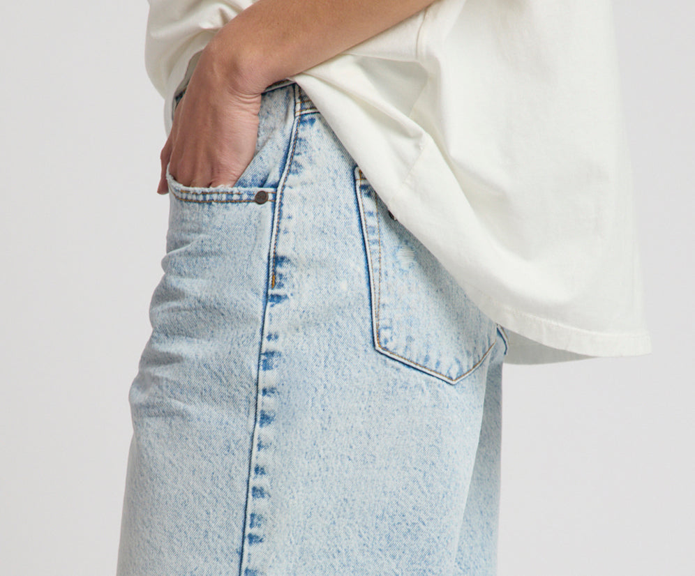 Jackson Mid Waist Wide Leg Shorts - Whisper Blue