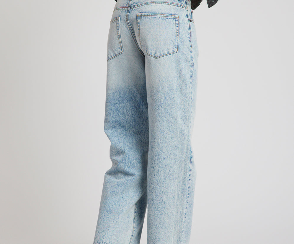 Jackson Mid Waist Wide Leg Denim Jeans - Whisper Blue