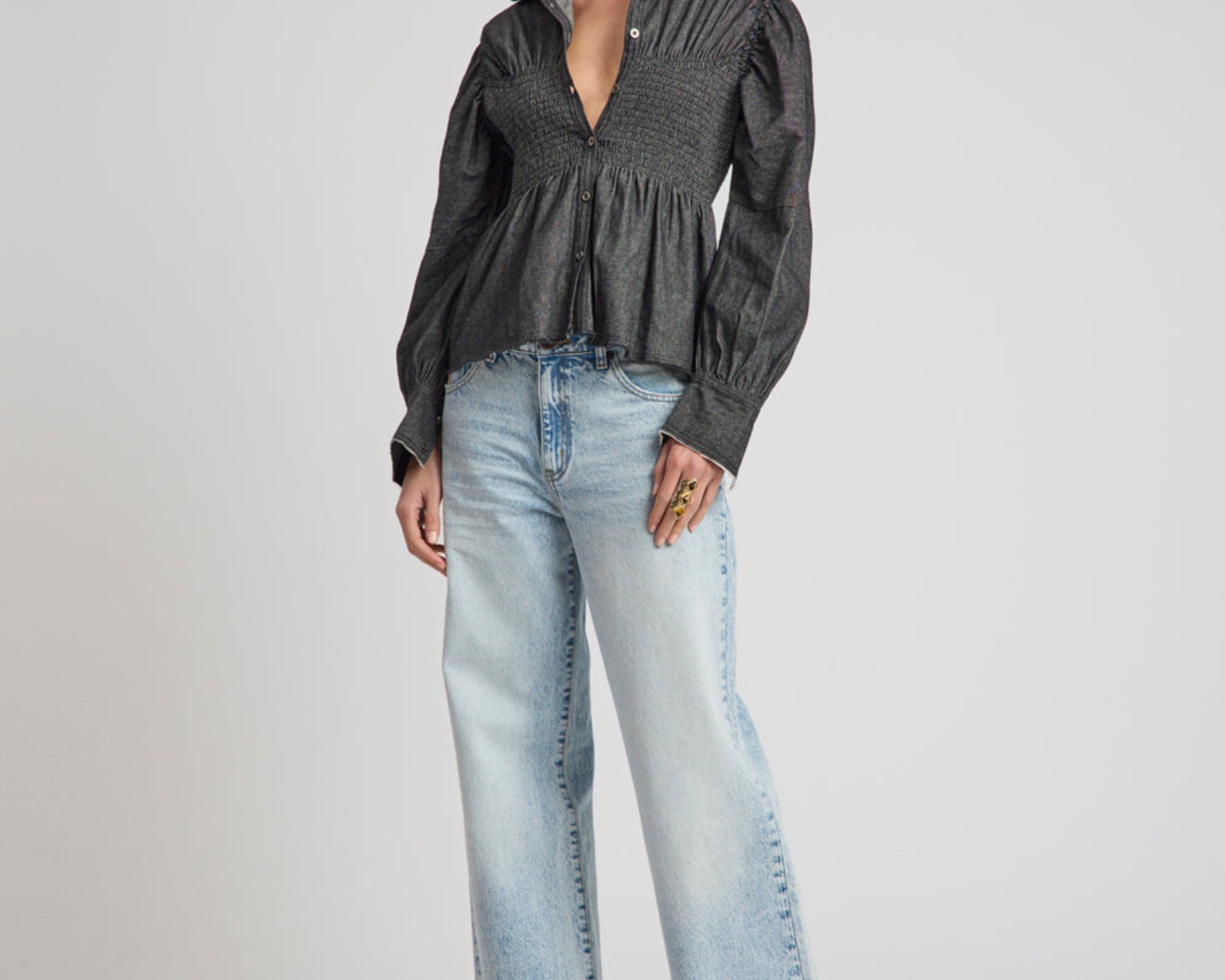 Jackson Mid Waist Wide Leg Denim Jeans - Whisper Blue