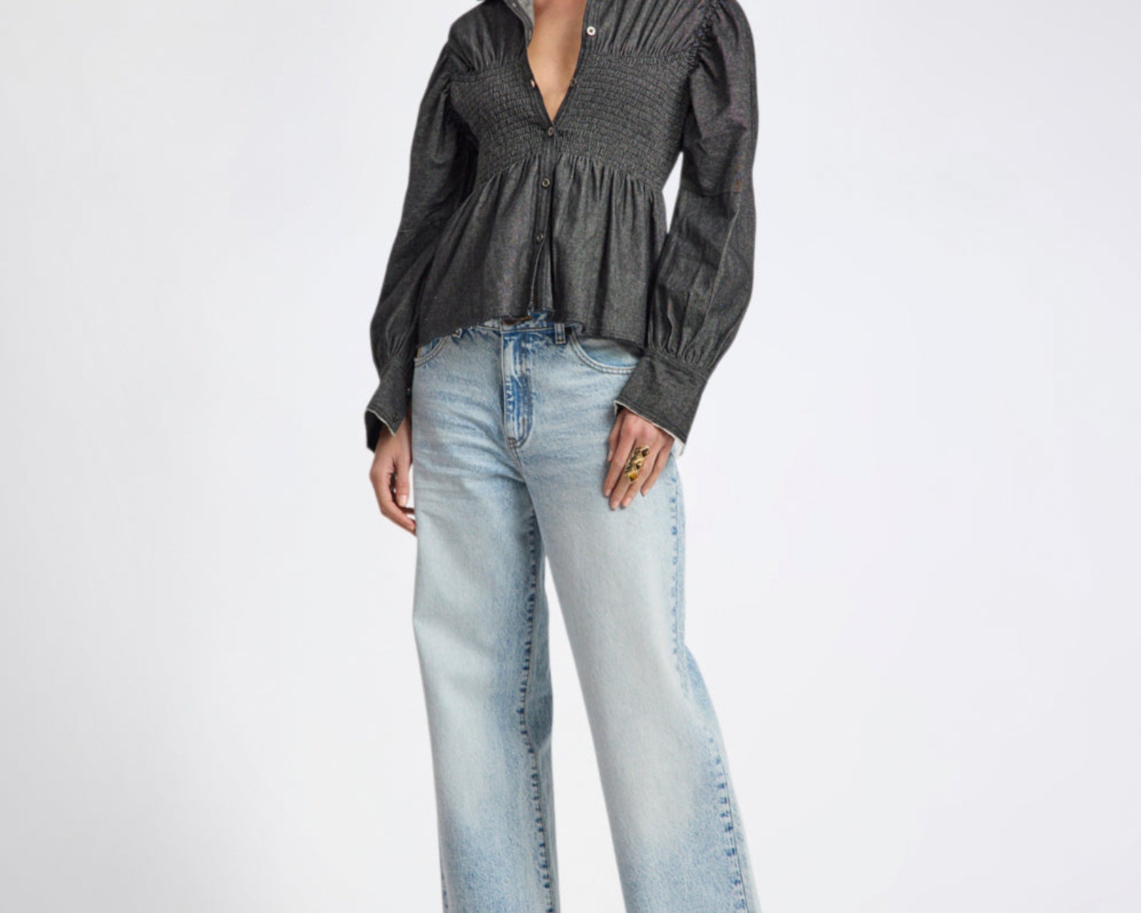 Jackson Mid Waist Wide Leg Denim Jeans - Whisper Blue