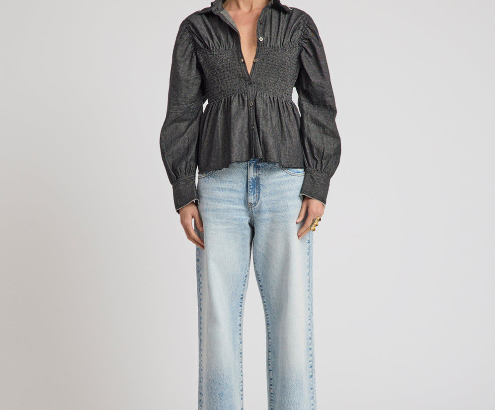 Jackson Mid Waist Wide Leg Denim Jeans - Whisper Blue