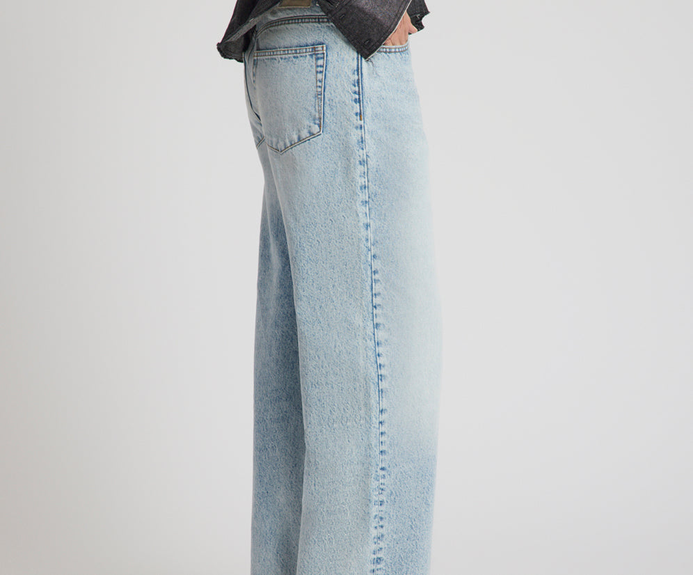 Jackson Mid Waist Wide Leg Denim Jeans - Whisper Blue
