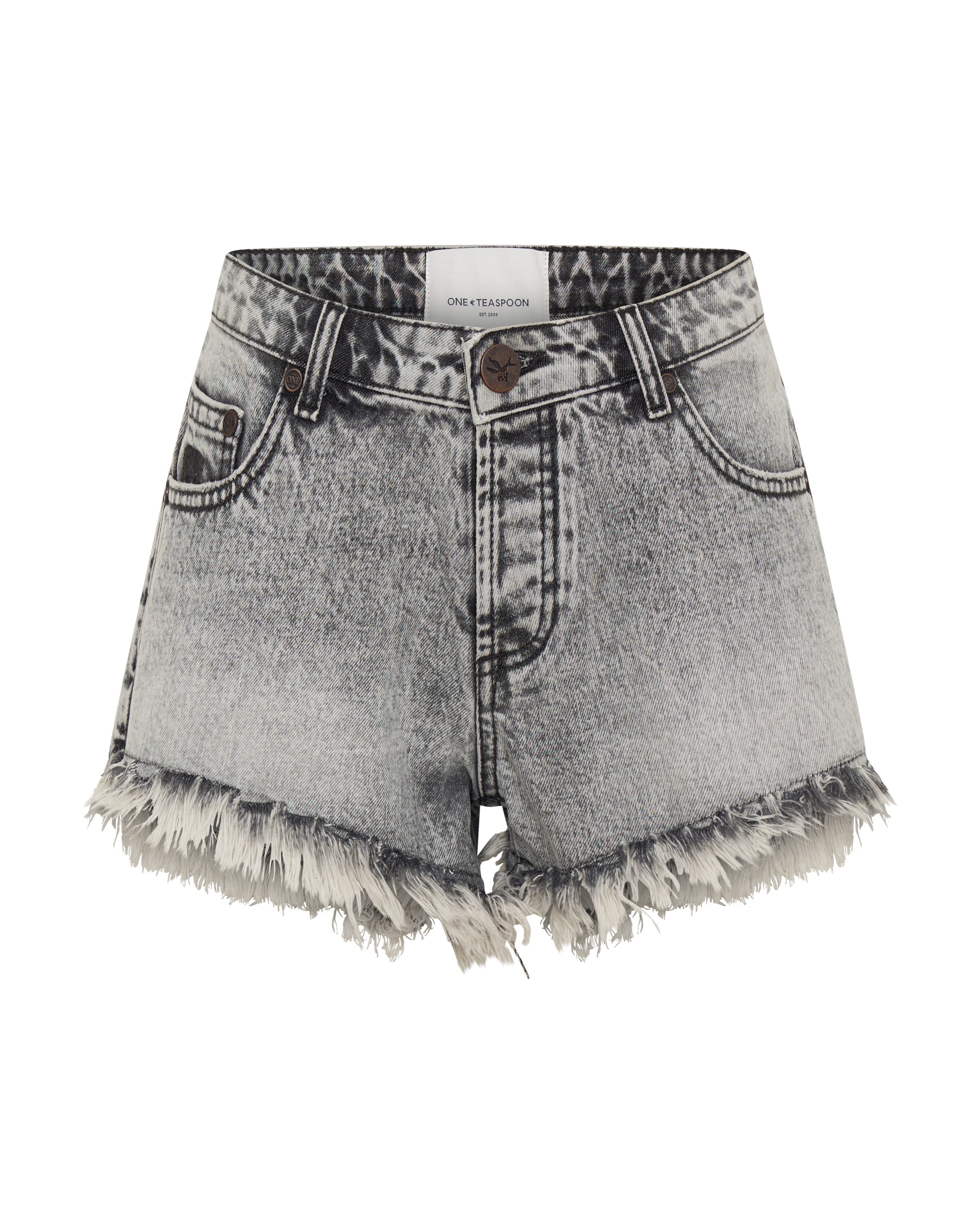 Dukes Low Waist Mini Denim Shorts - Soft Grey | One Teaspoon USA