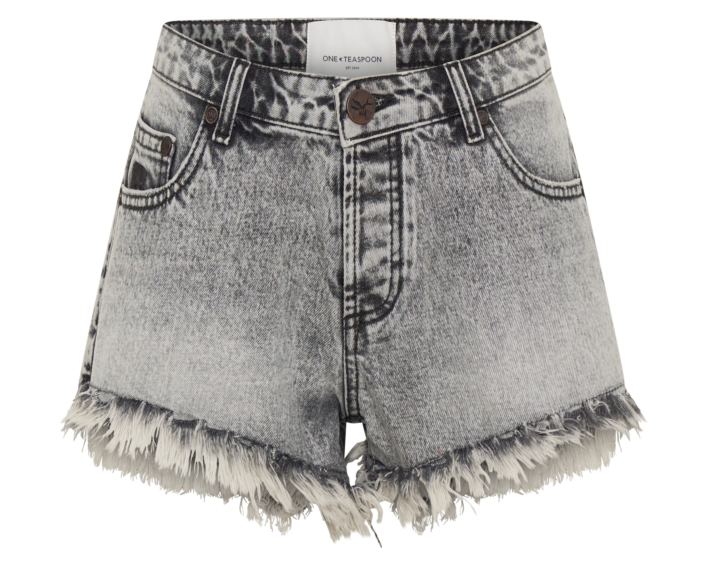 Dukes Low Waist Mini Denim Shorts - Soft Grey