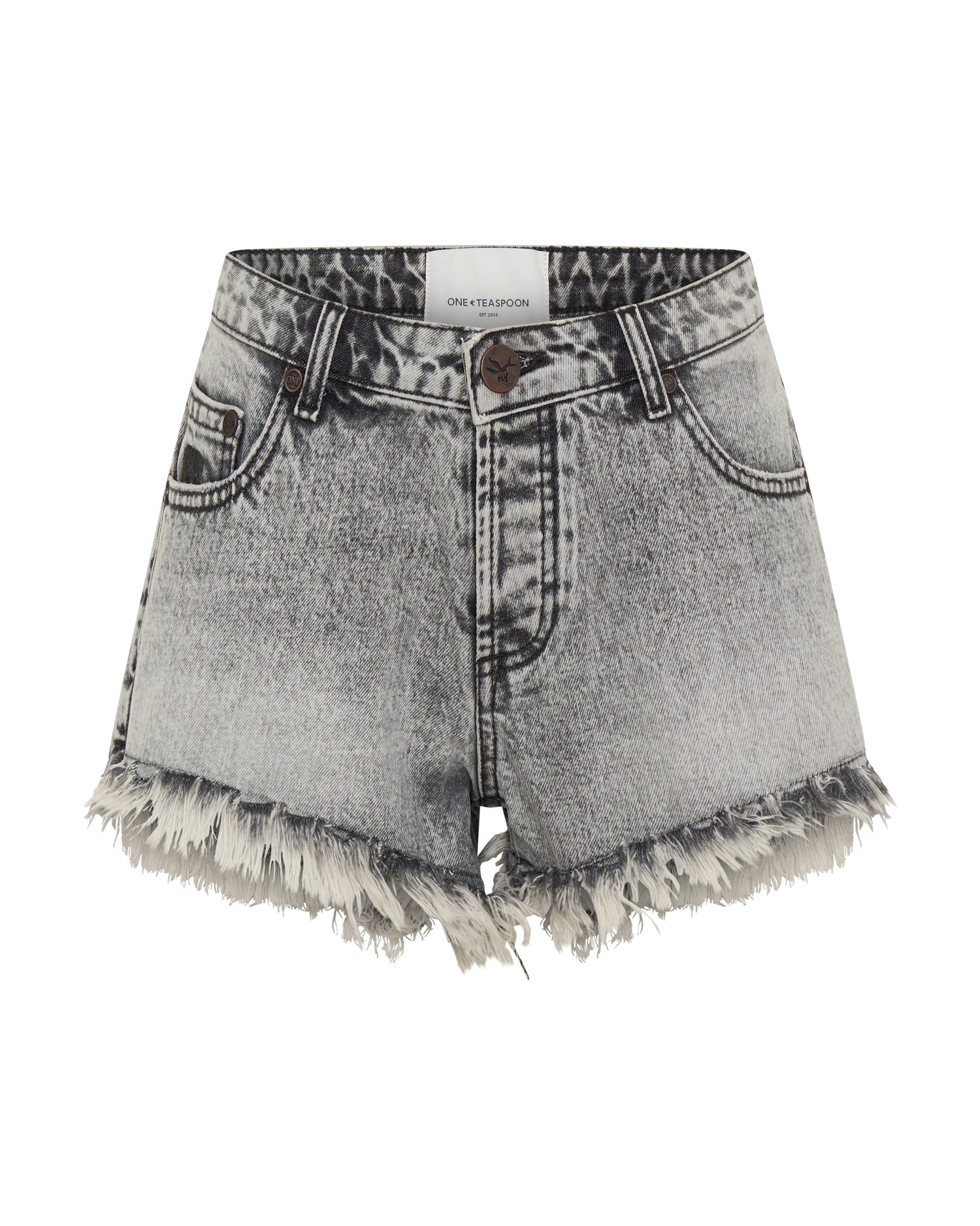 Dukes Low Waist Mini Denim Shorts - Soft Grey