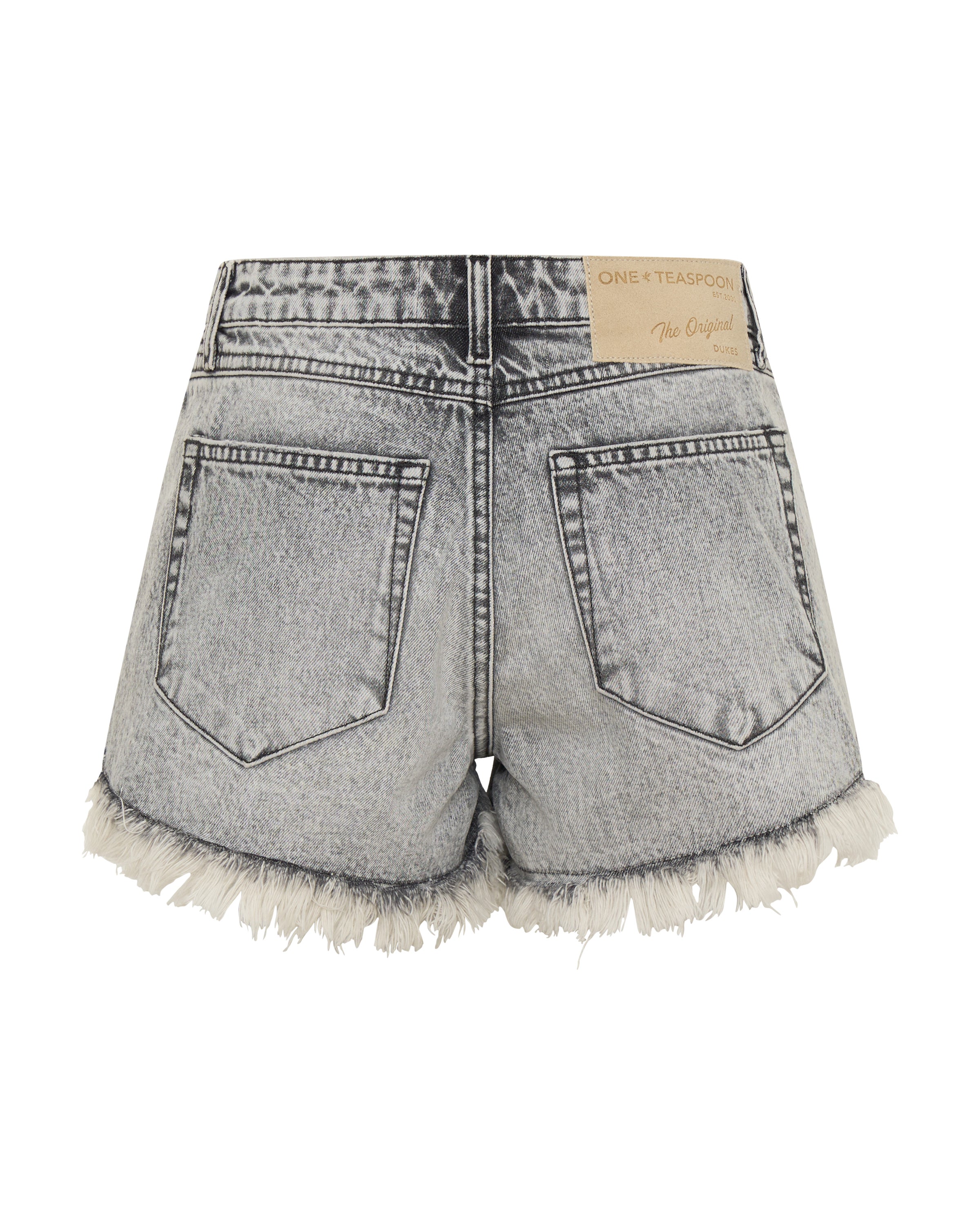 Dukes Low Waist Mini Denim Shorts - Soft Grey | One Teaspoon USA