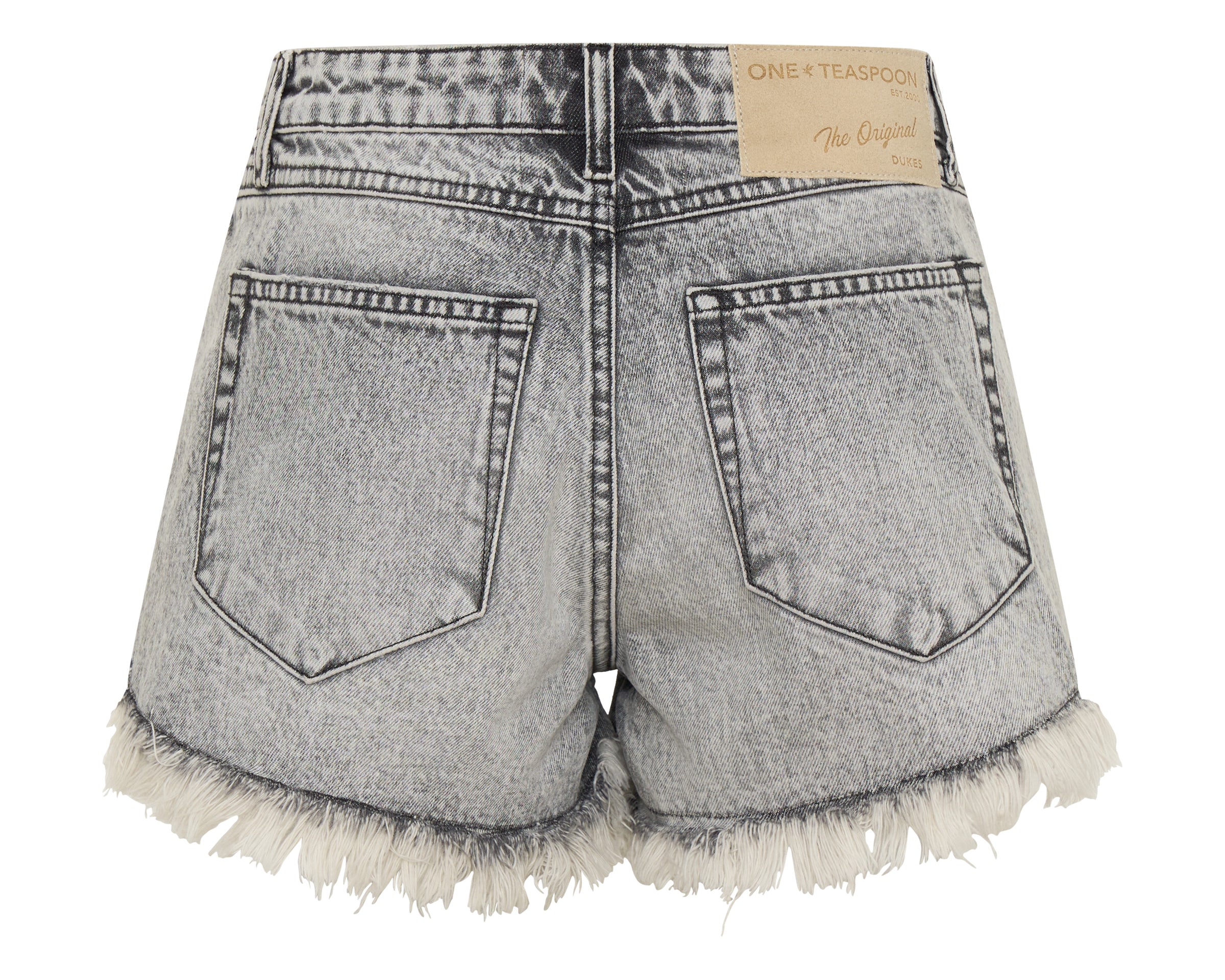 Dukes Low Waist Mini Denim Shorts - Soft Grey