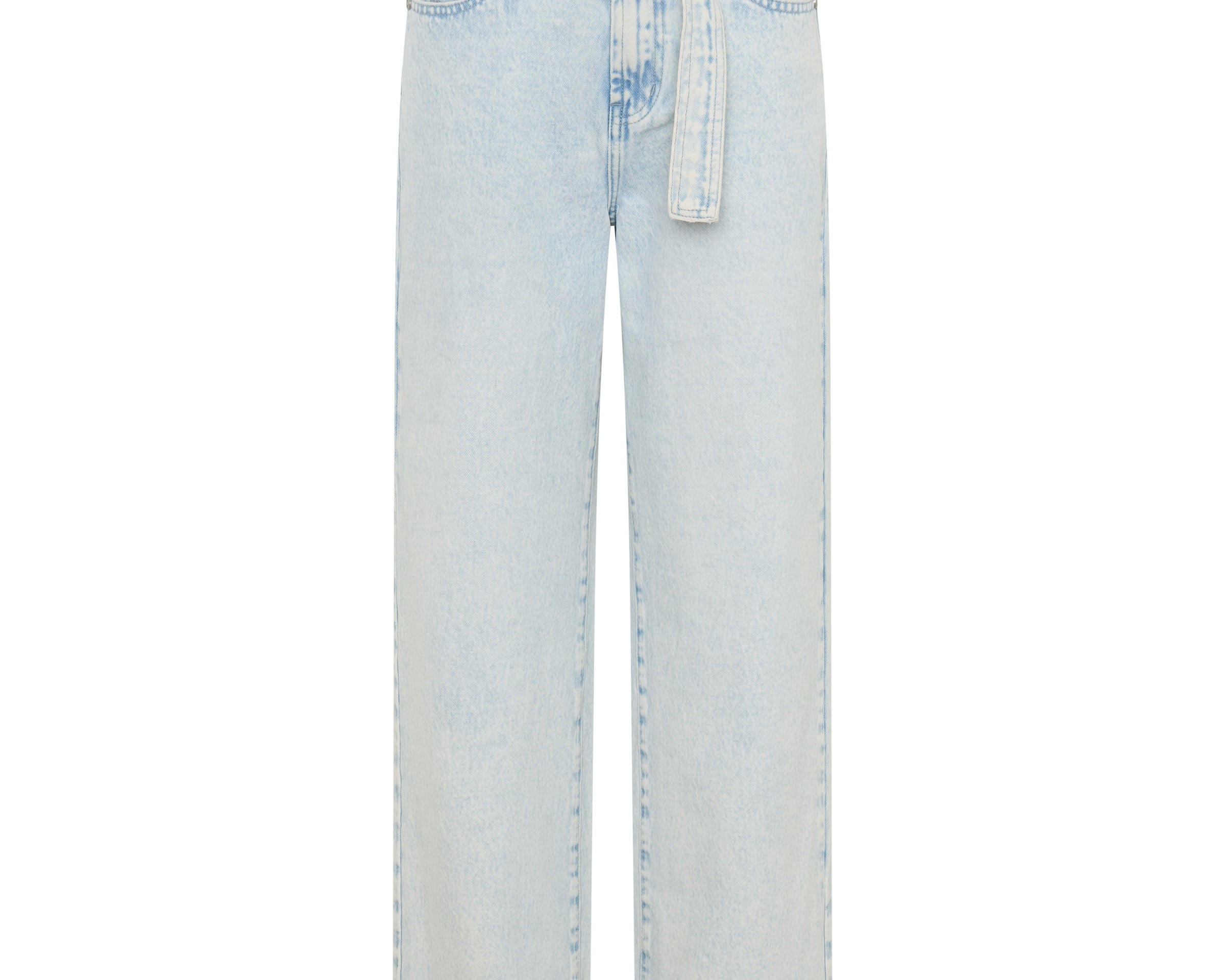 Jackson Belted Mid Waist Wide Leg Denim Jeans - Beach Blue