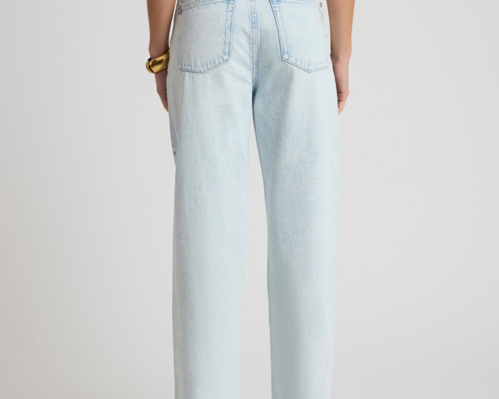 Jackson Belted Mid Waist Wide Leg Denim Jeans - Beach Blue