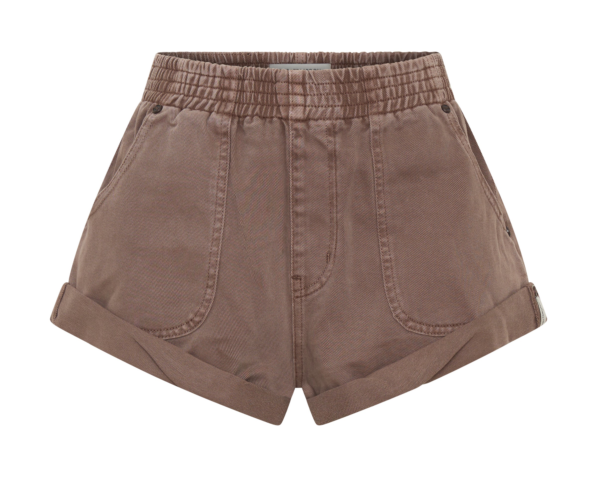 Hunters Mid Waist Boyfriend Elasticated Denim Shorts - Espresso Brown