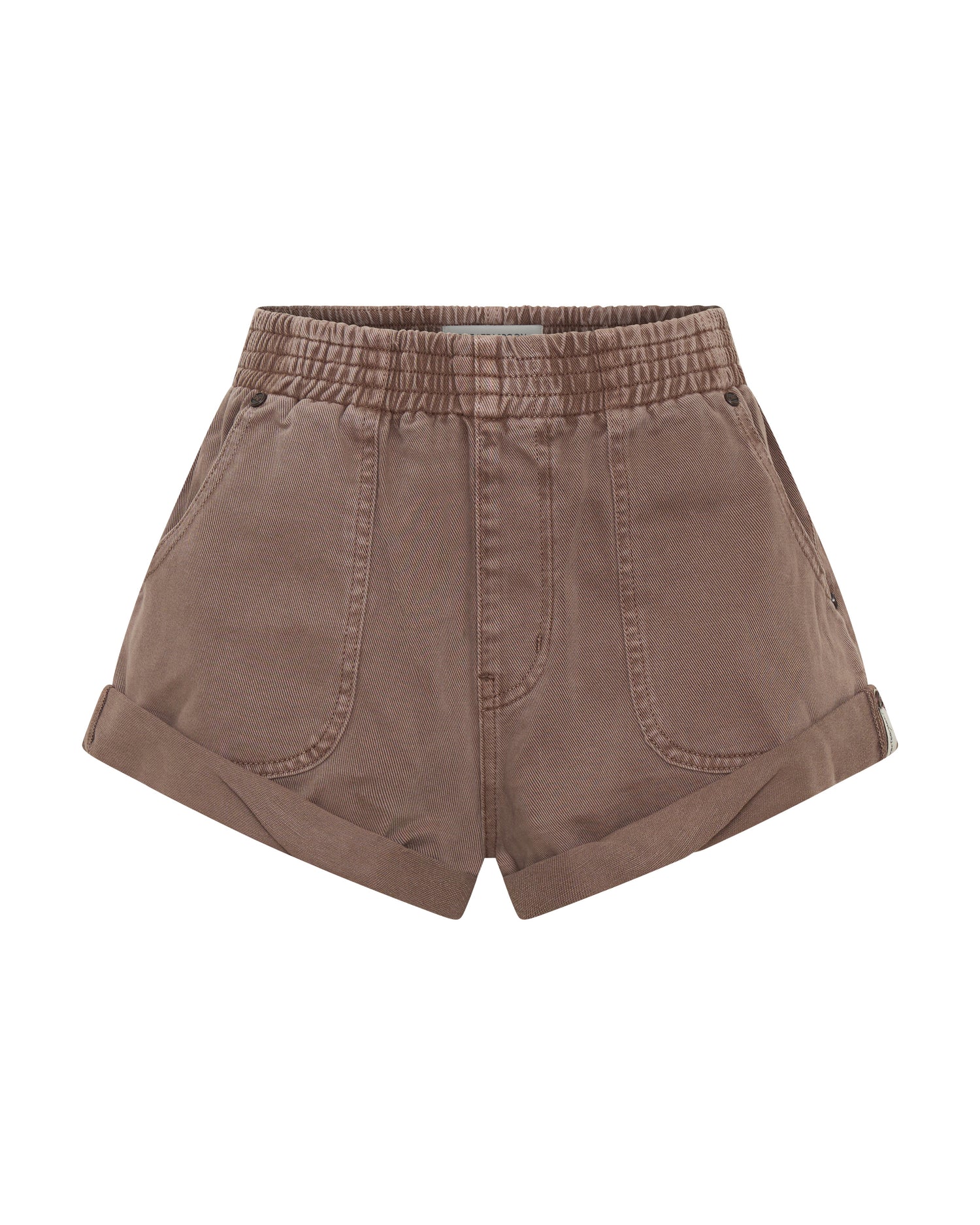 Hunters Mid Waist Boyfriend Elasticated Denim Shorts - Espresso Brown