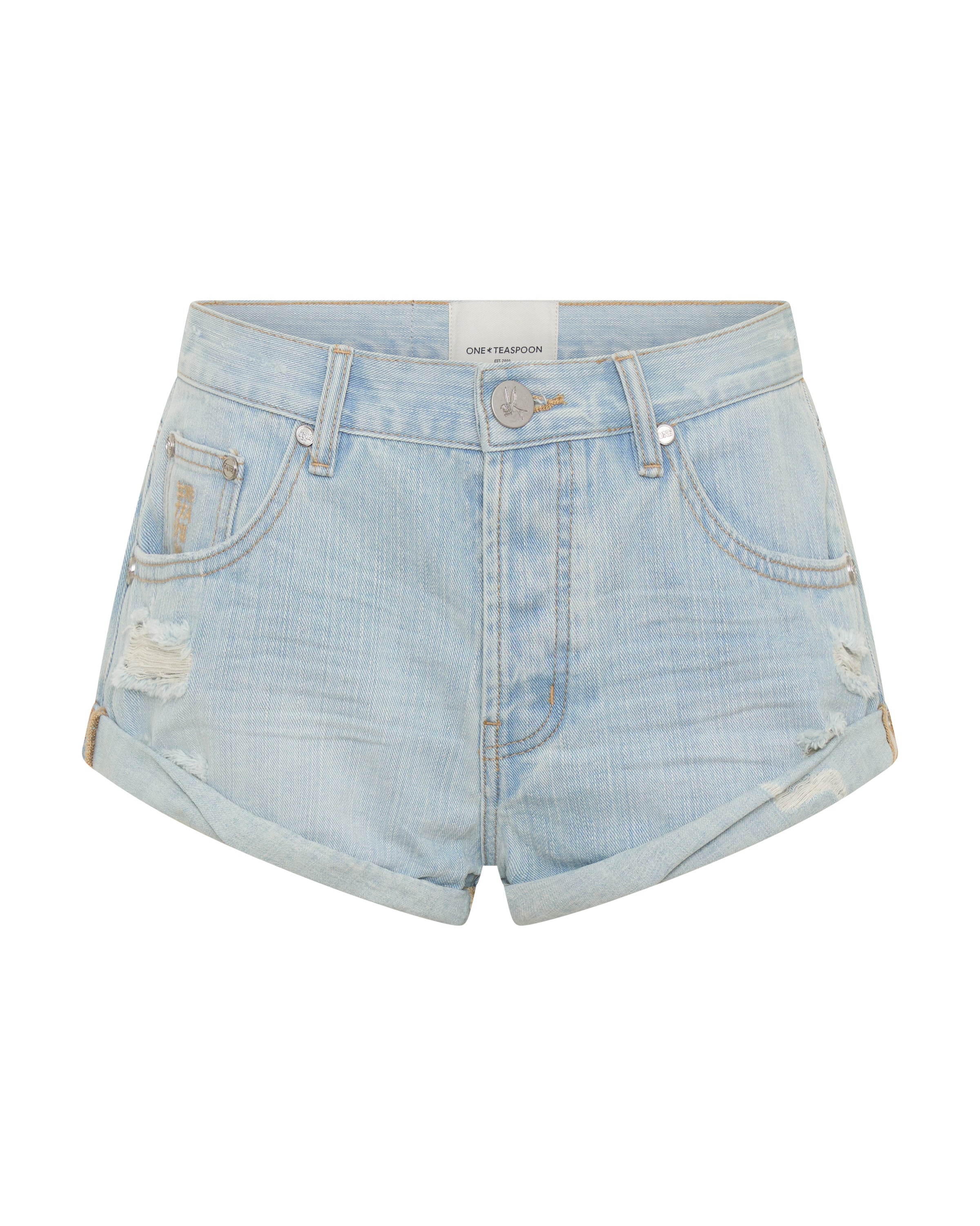 Bandits Low Waist Denim Shorts - Sea Mist Blue | One Teaspoon USA