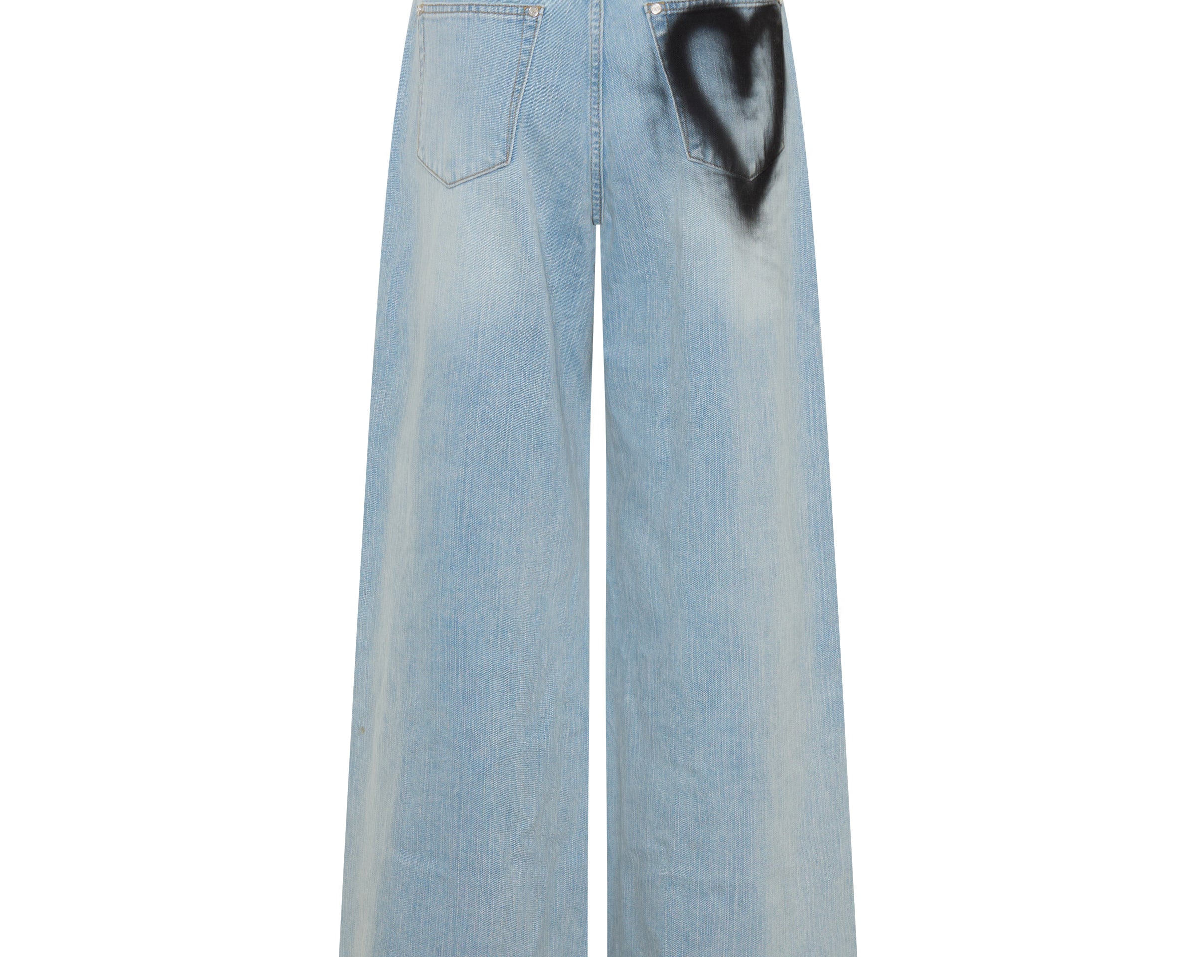 Love Machines Heart Mid Waist Super Wide Leg Denim - Sea Mist Love