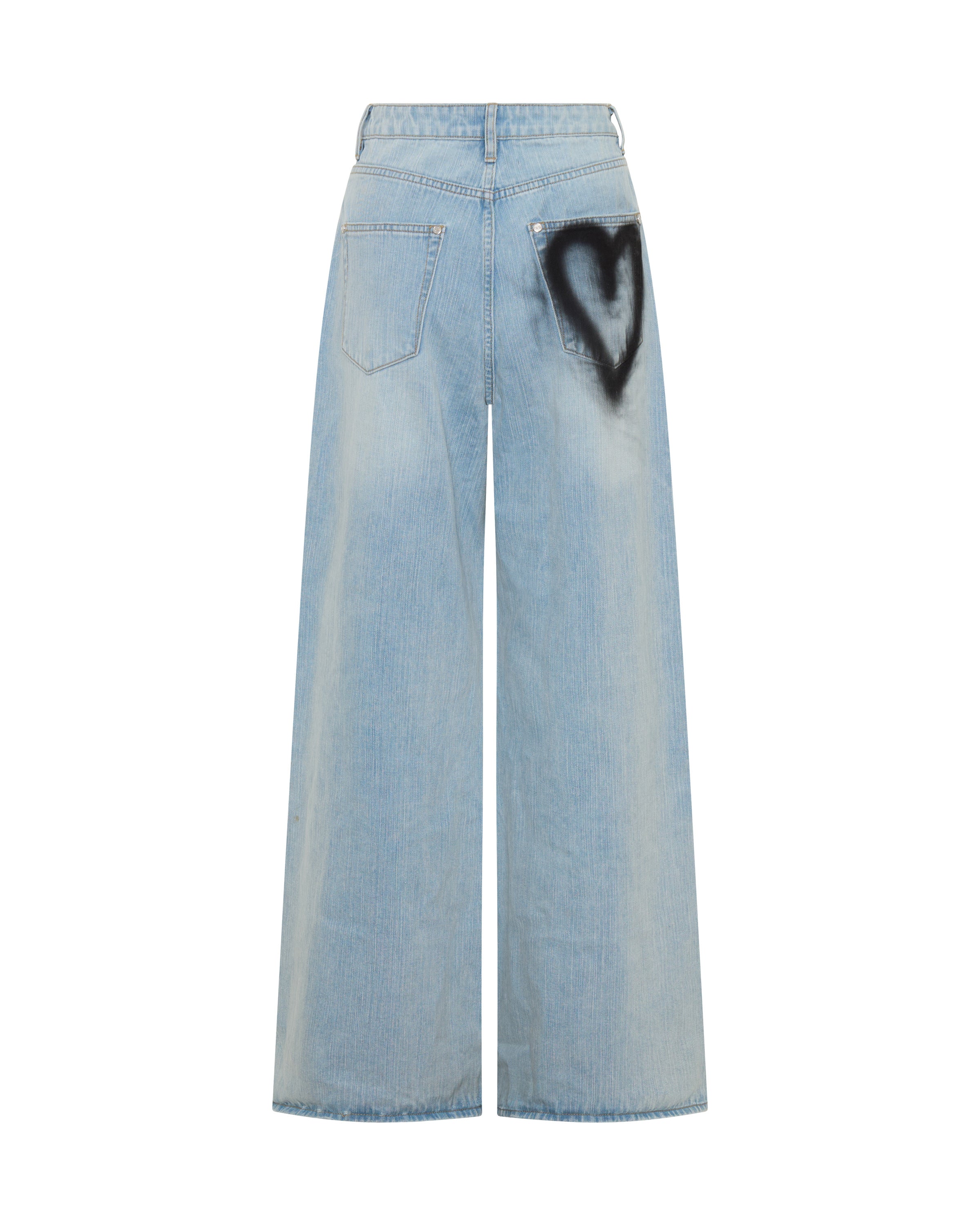 Love Machines Heart Mid Waist Super Wide Leg Denim - Sea Mist Love