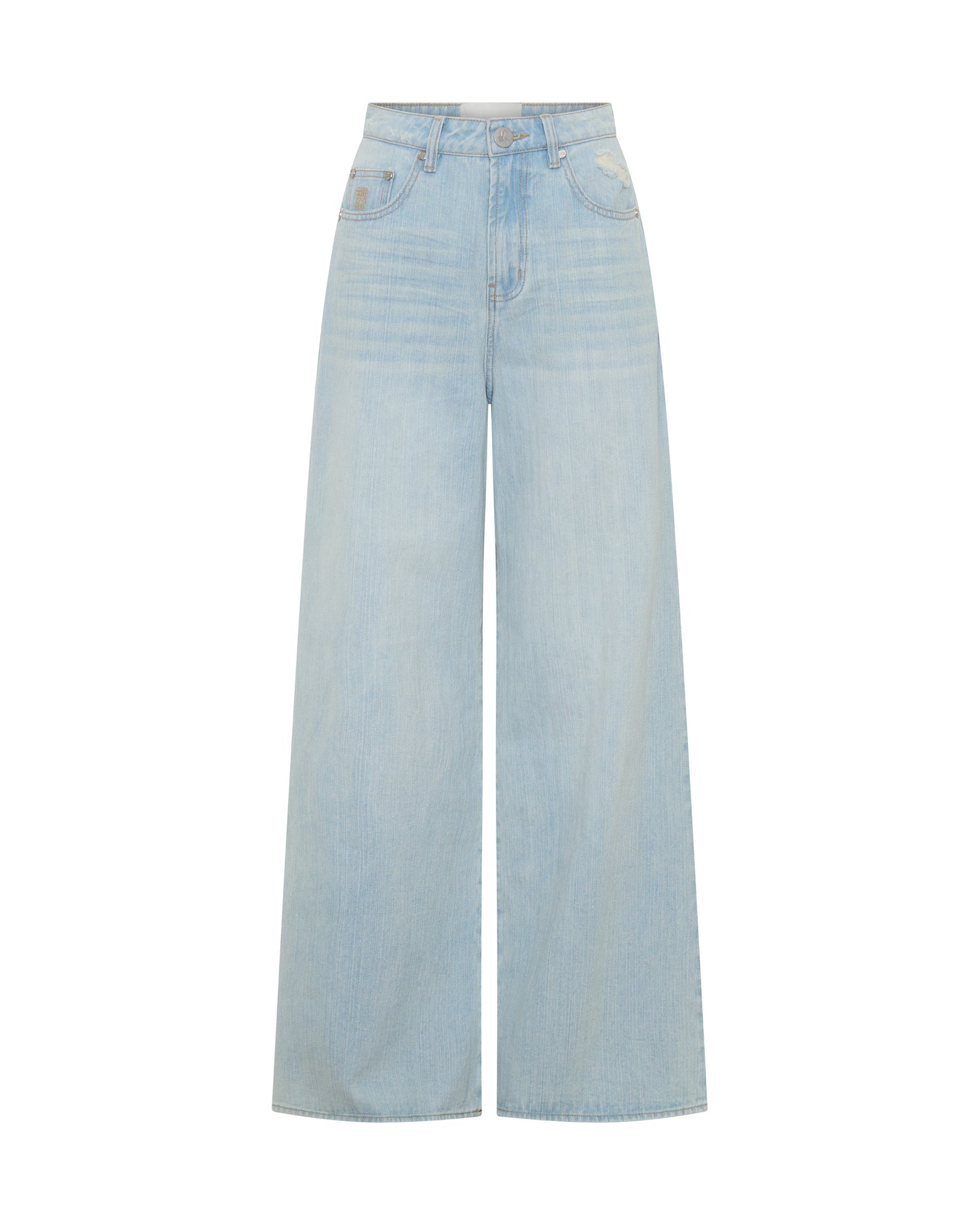 Love Machines Heart Mid Waist Super Wide Leg Denim - Sea Mist Love