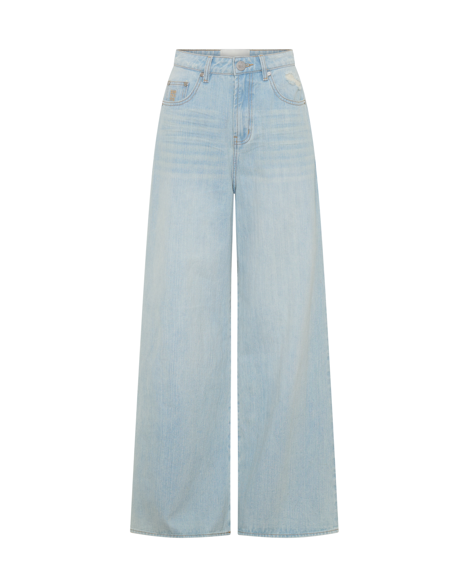 Love Machines Heart Mid Waist Super Wide Leg Denim - Sea Mist Love