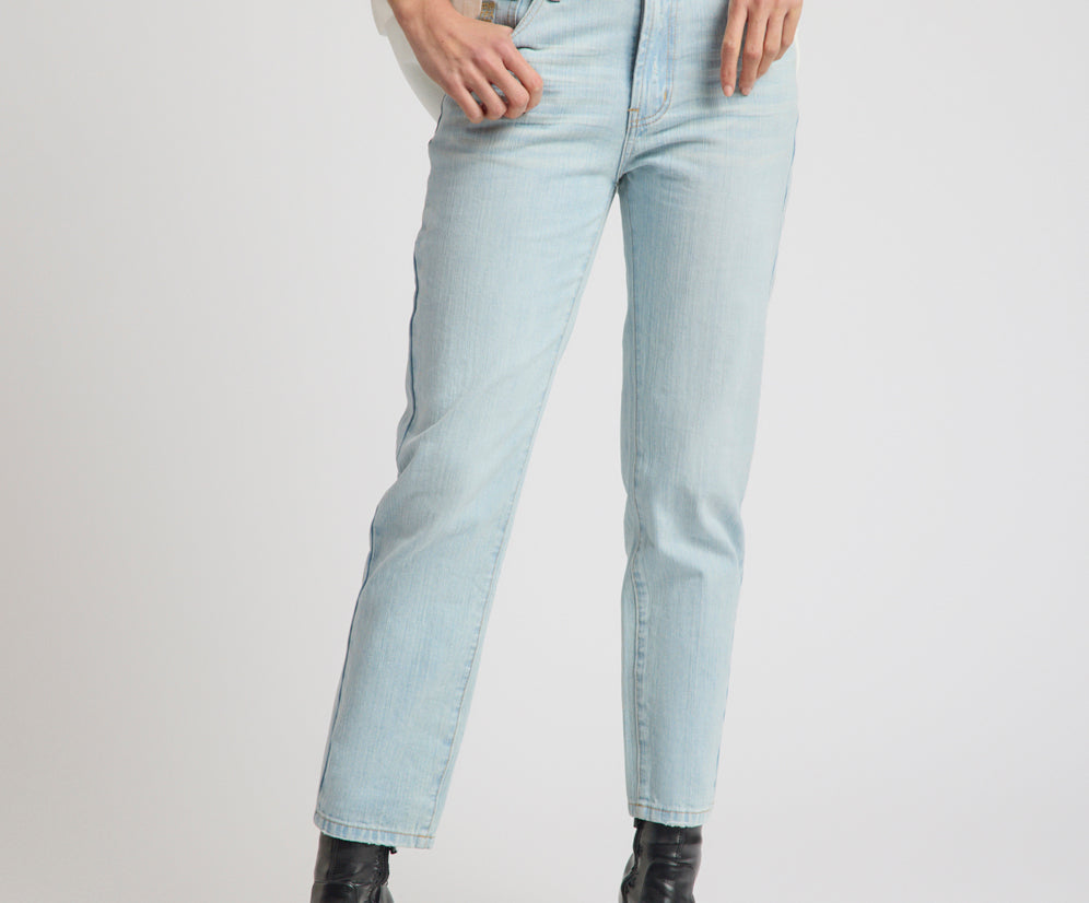Slims Heart High Waist Cropped Slim Fit Denim Jean - Sea Mist Blue Love