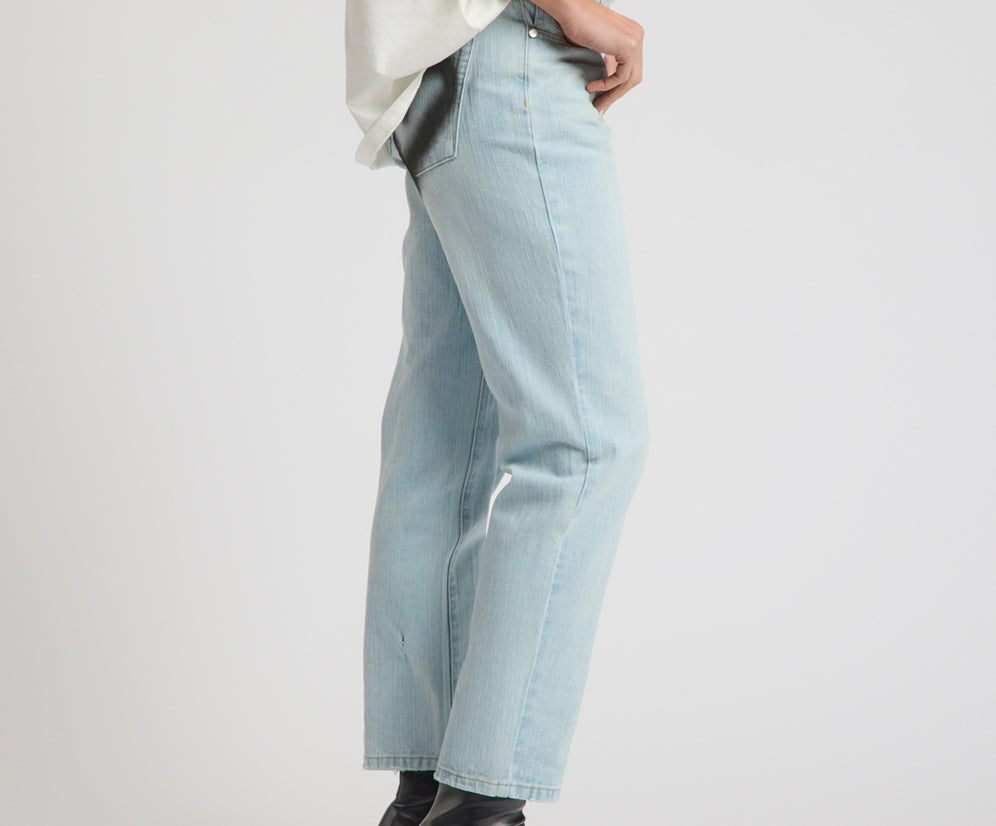 Slims Heart High Waist Cropped Slim Fit Denim Jean - Sea Mist Blue Love