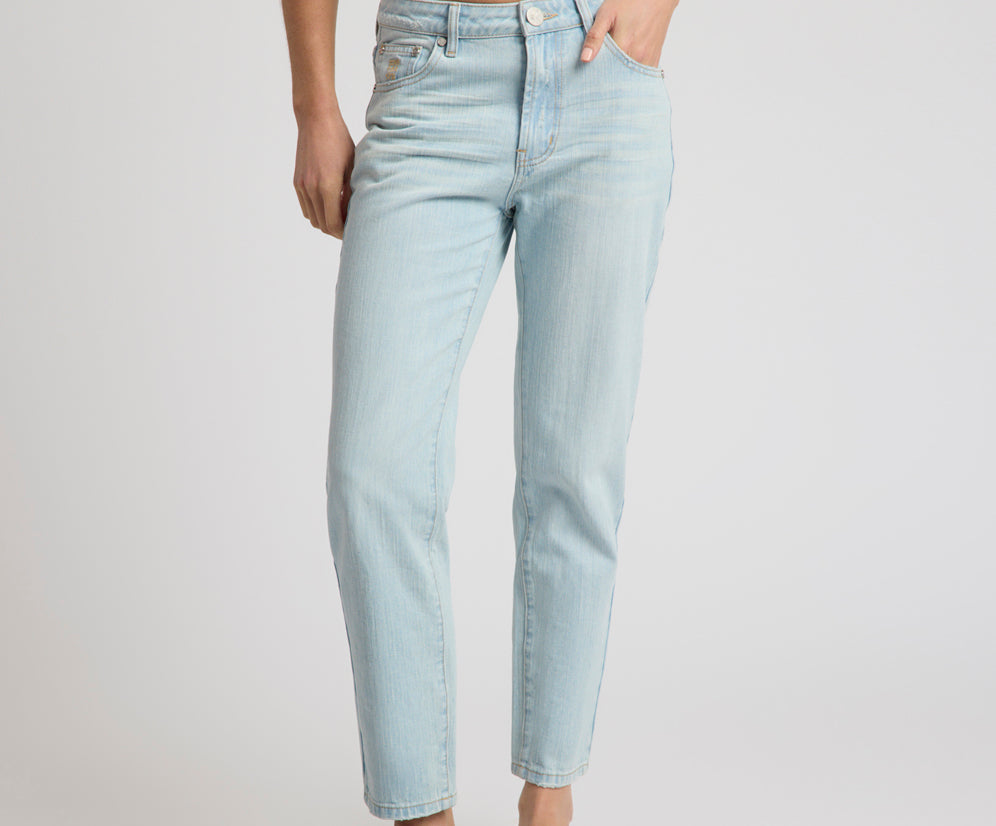 Slims High Waist Cropped Slim Fit Denim Jeans - Sea Mist Blue