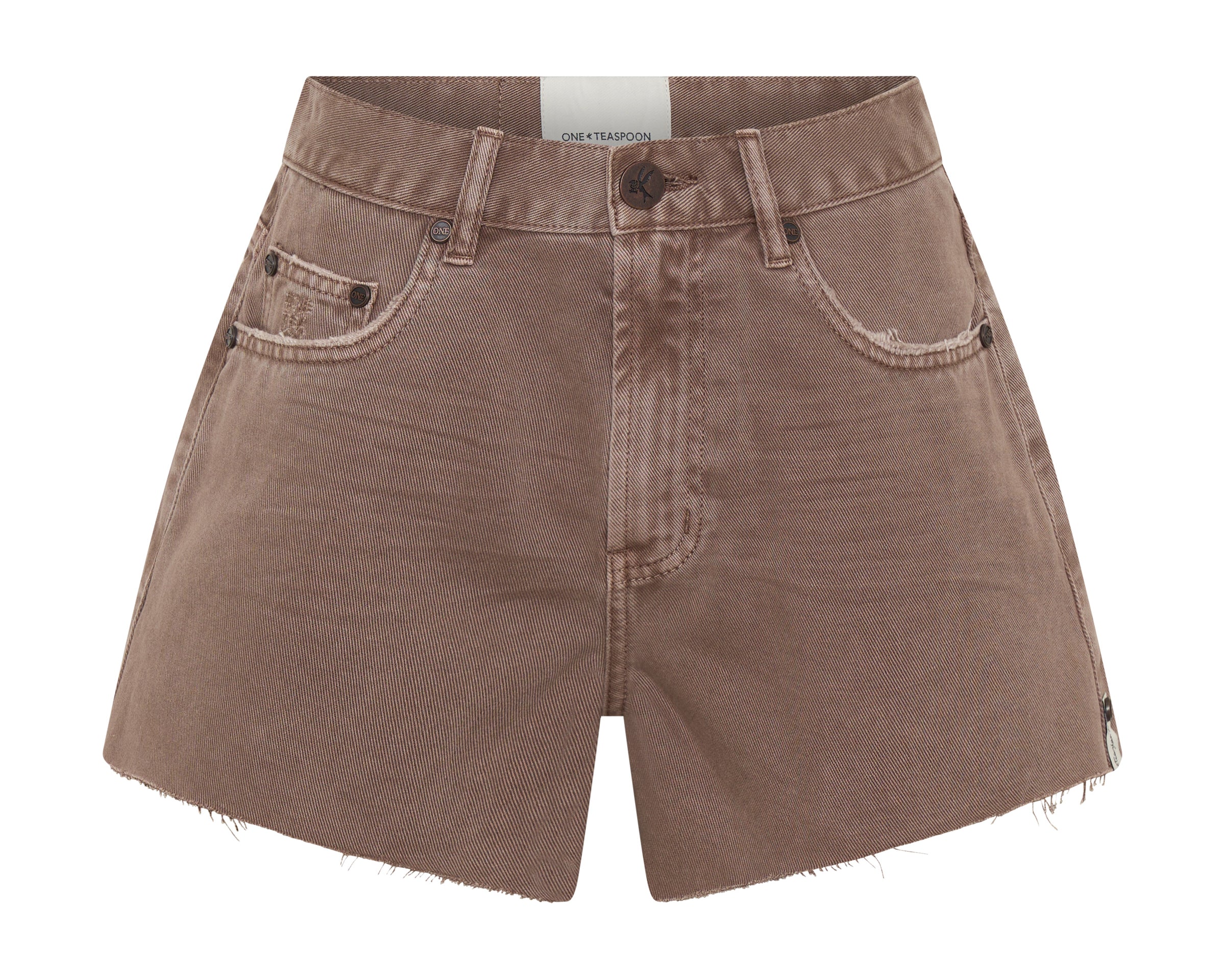 Truckers Mid Waist Denim Shorts - Espresso Brown