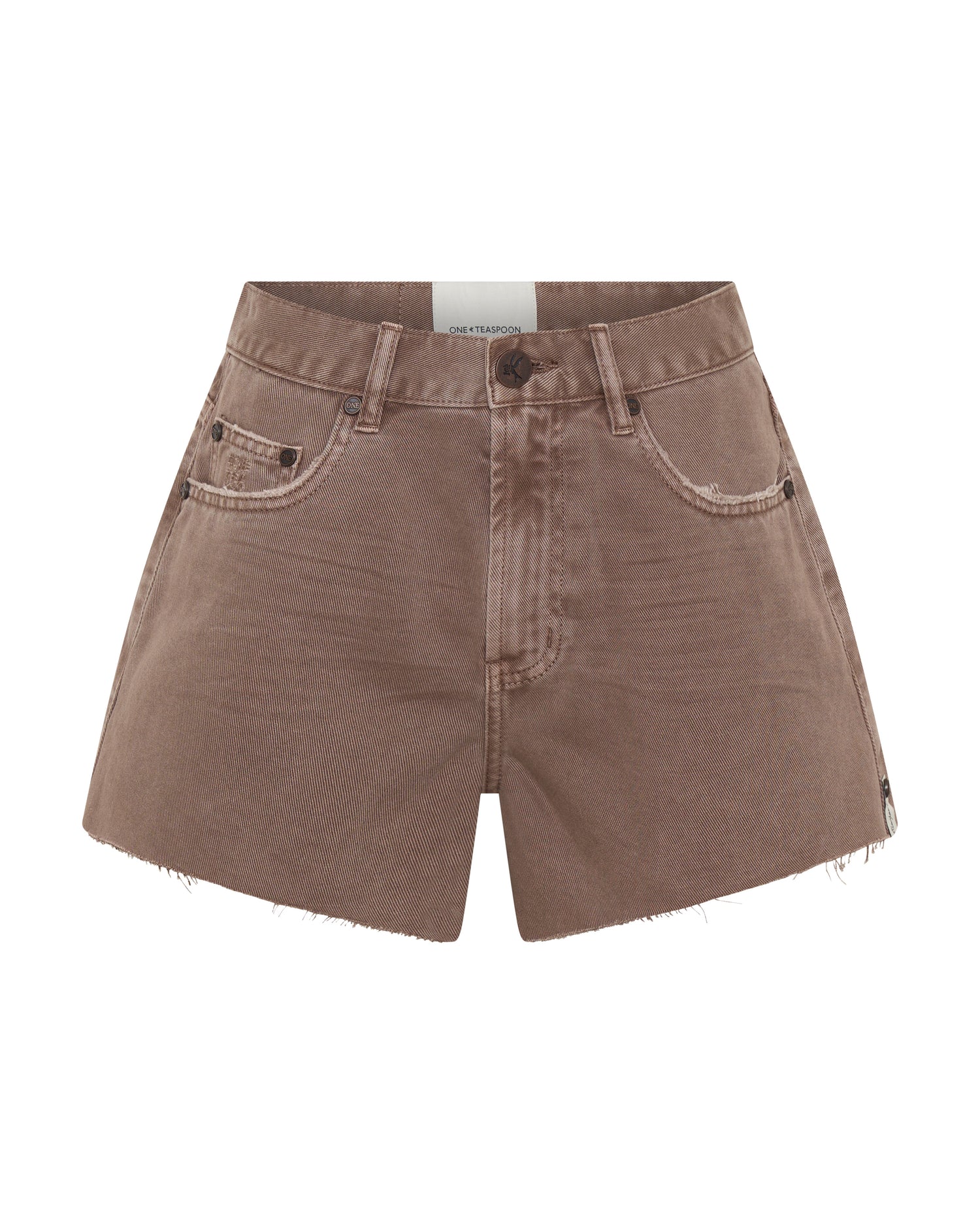 Truckers Mid Waist Denim Shorts - Espresso Brown