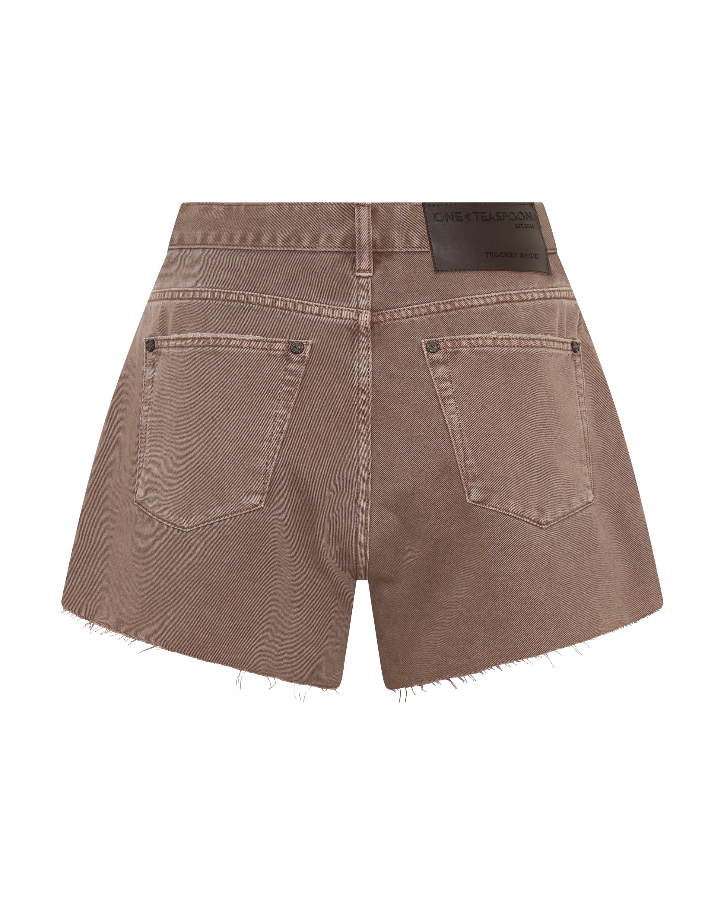 Truckers Mid Waist Denim Shorts - Espresso Brown | One Teaspoon USA