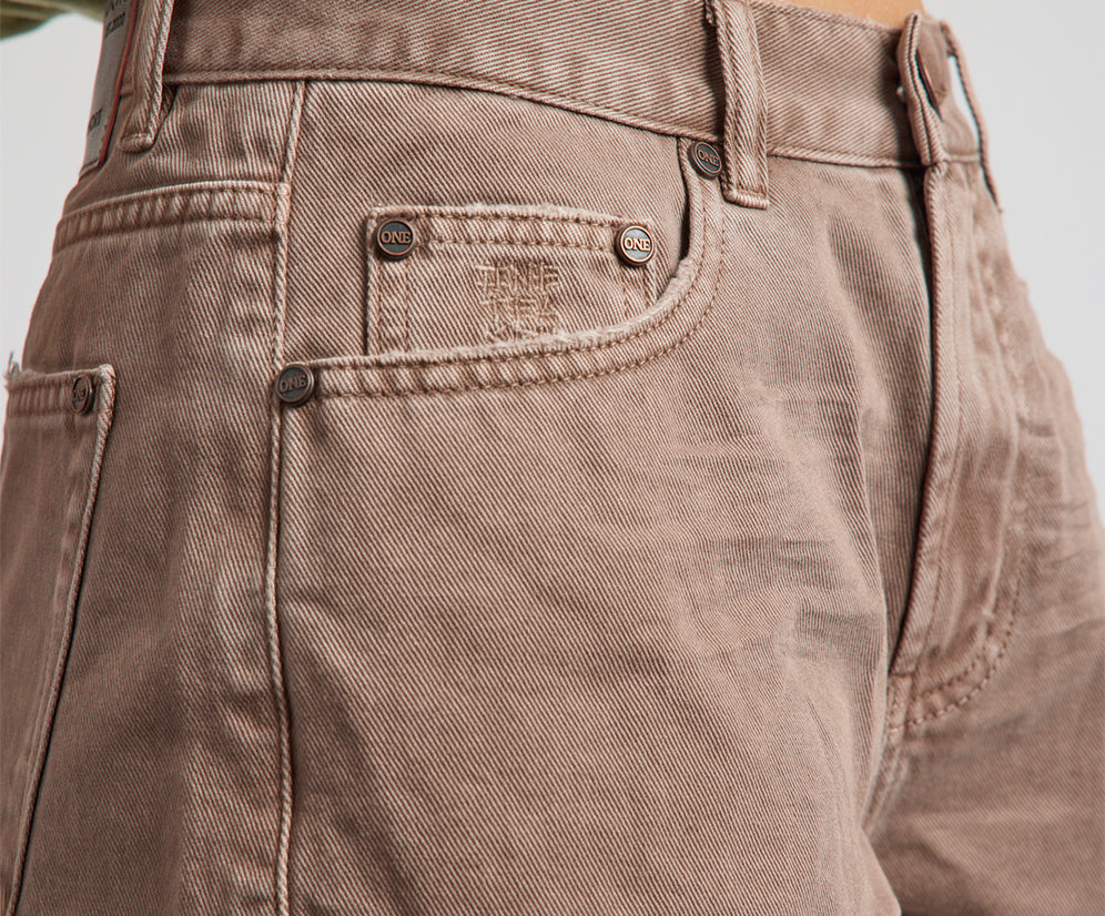 Truckers Mid Waist Denim Shorts - Espresso Brown