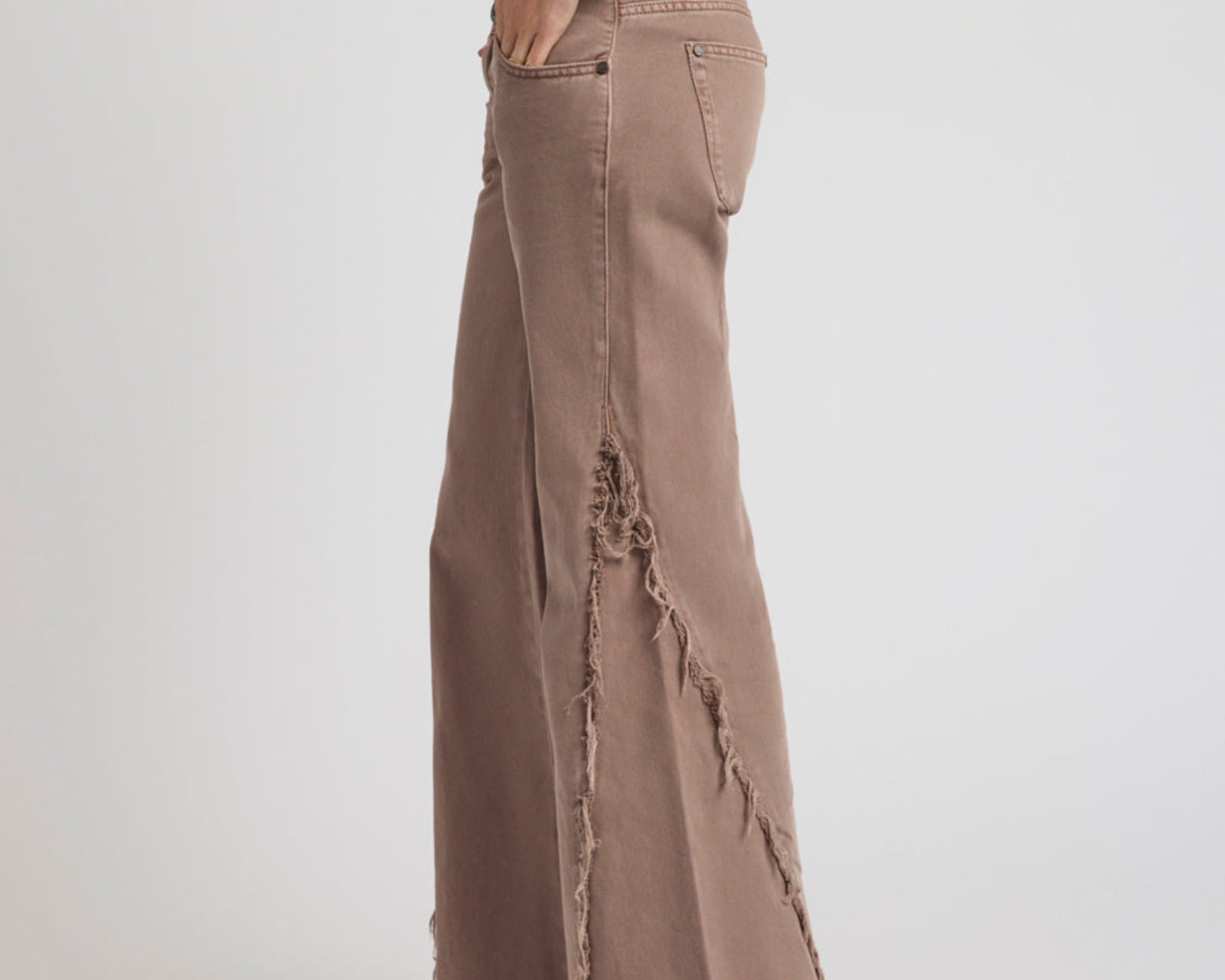 Johnnies Low Waist Wide Leg Flared Denim Jeans - Espresso Brown