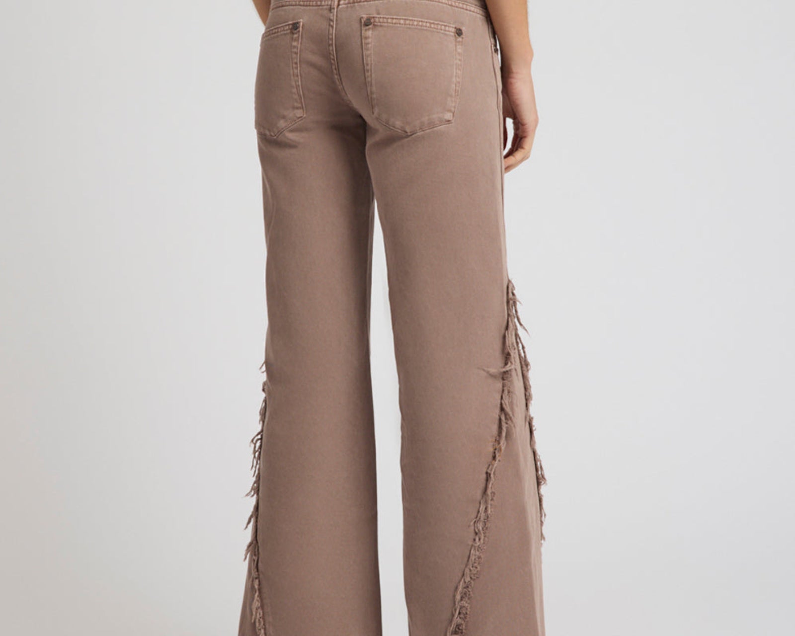 Johnnies Low Waist Wide Leg Flared Denim Jeans - Espresso Brown
