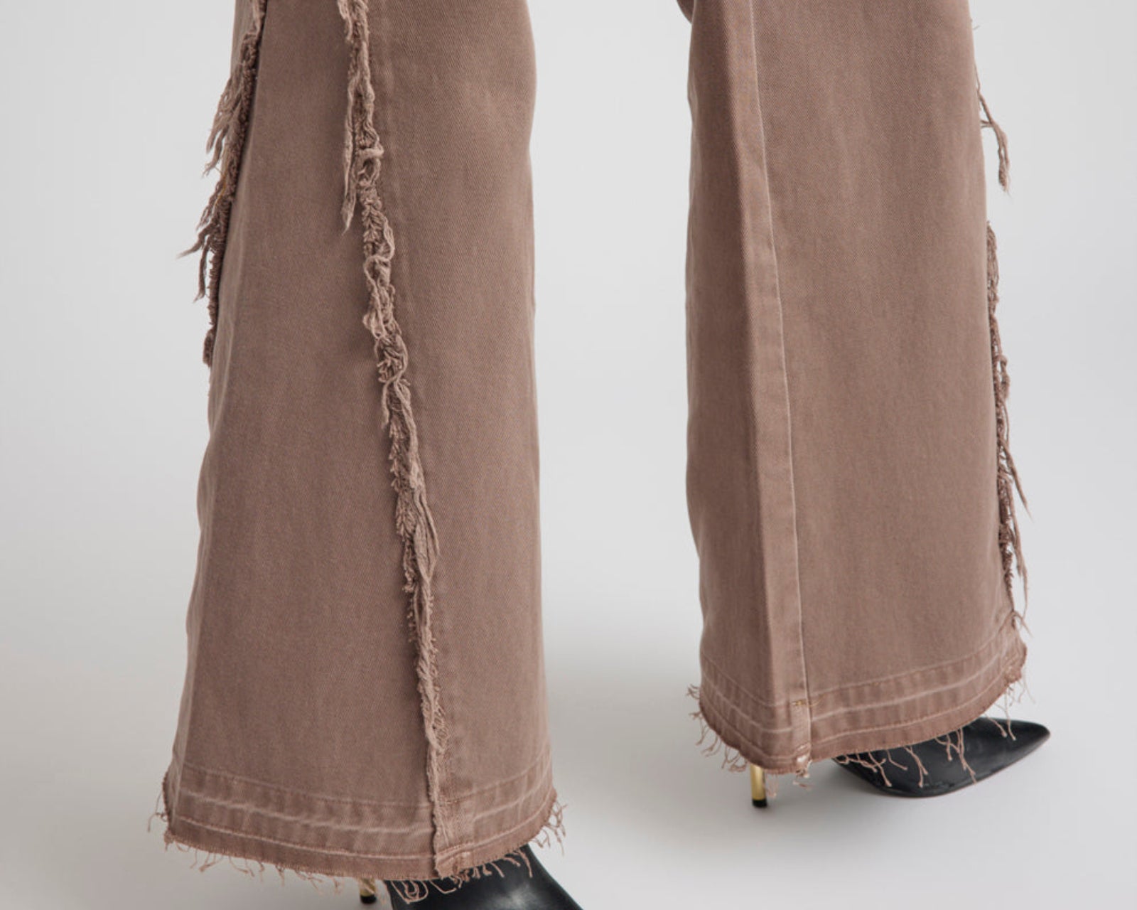 Johnnies Low Waist Wide Leg Flared Denim Jeans - Espresso Brown
