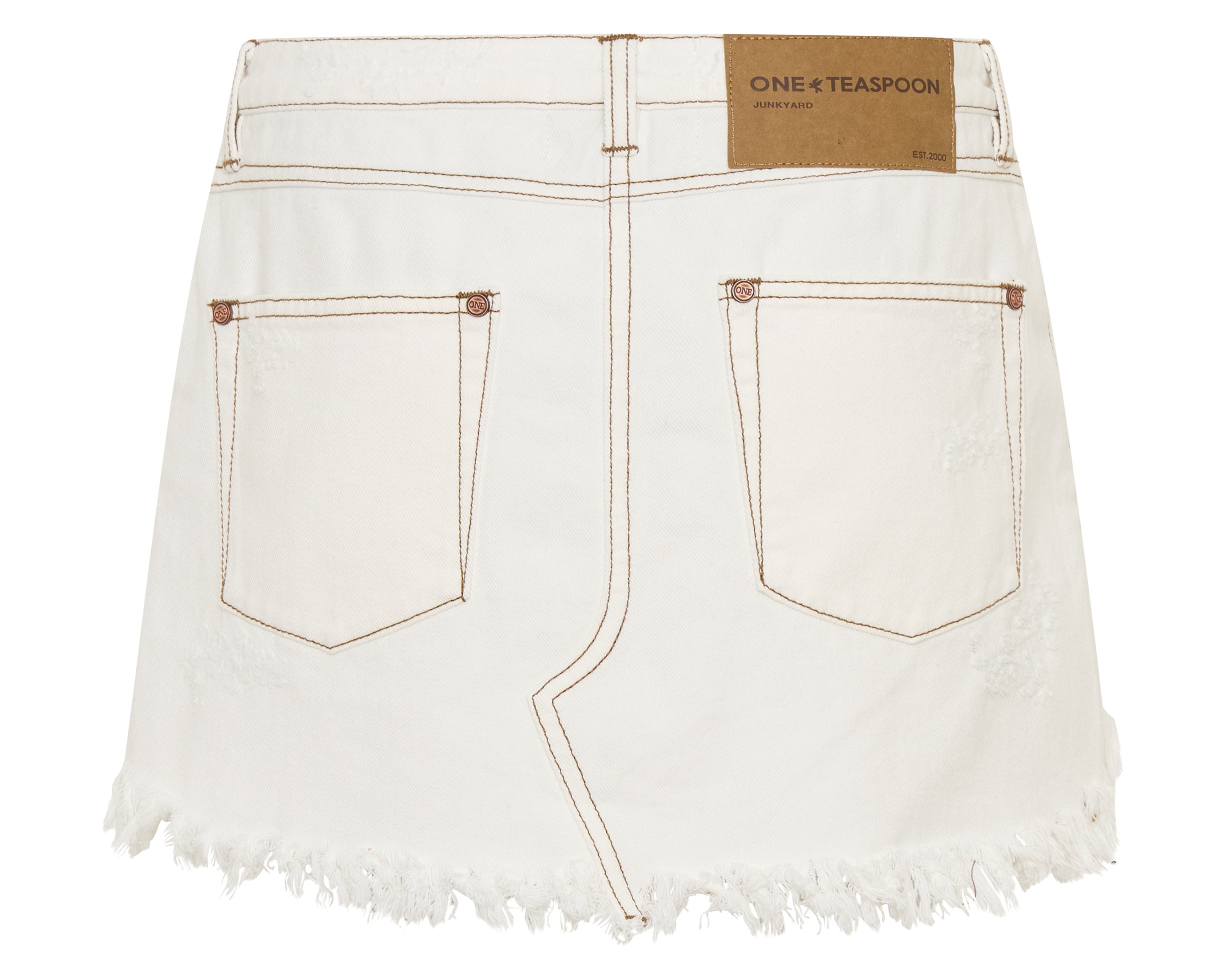 Junkyard Low Waist Messed Up Mini Denim Skirt - White Beauty