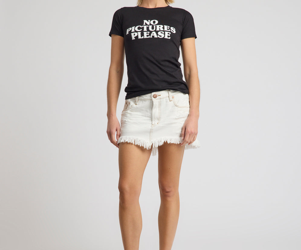 Junkyard Low Waist Messed Up Mini Denim Skirt - White Beauty