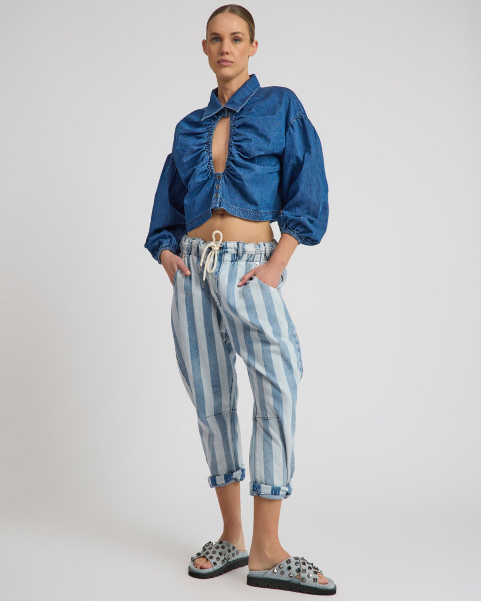 Outcasts Low Waist Drop Crotch Harem Denim Jeans - Beach Club