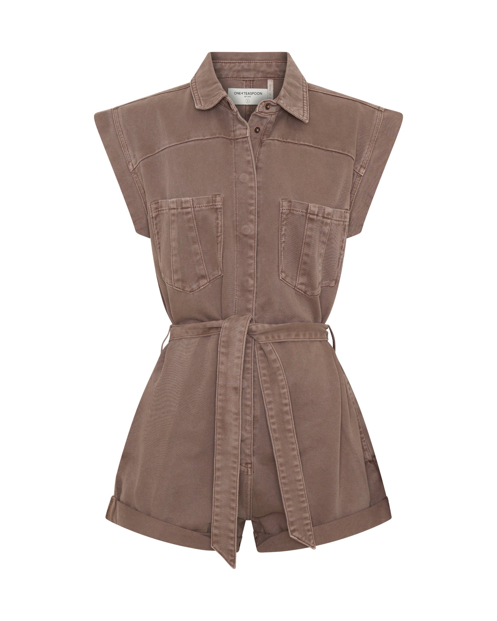 Bandit Aviator Mini Denim Jumpsuit - Espresso Brown | One Teaspoon USA