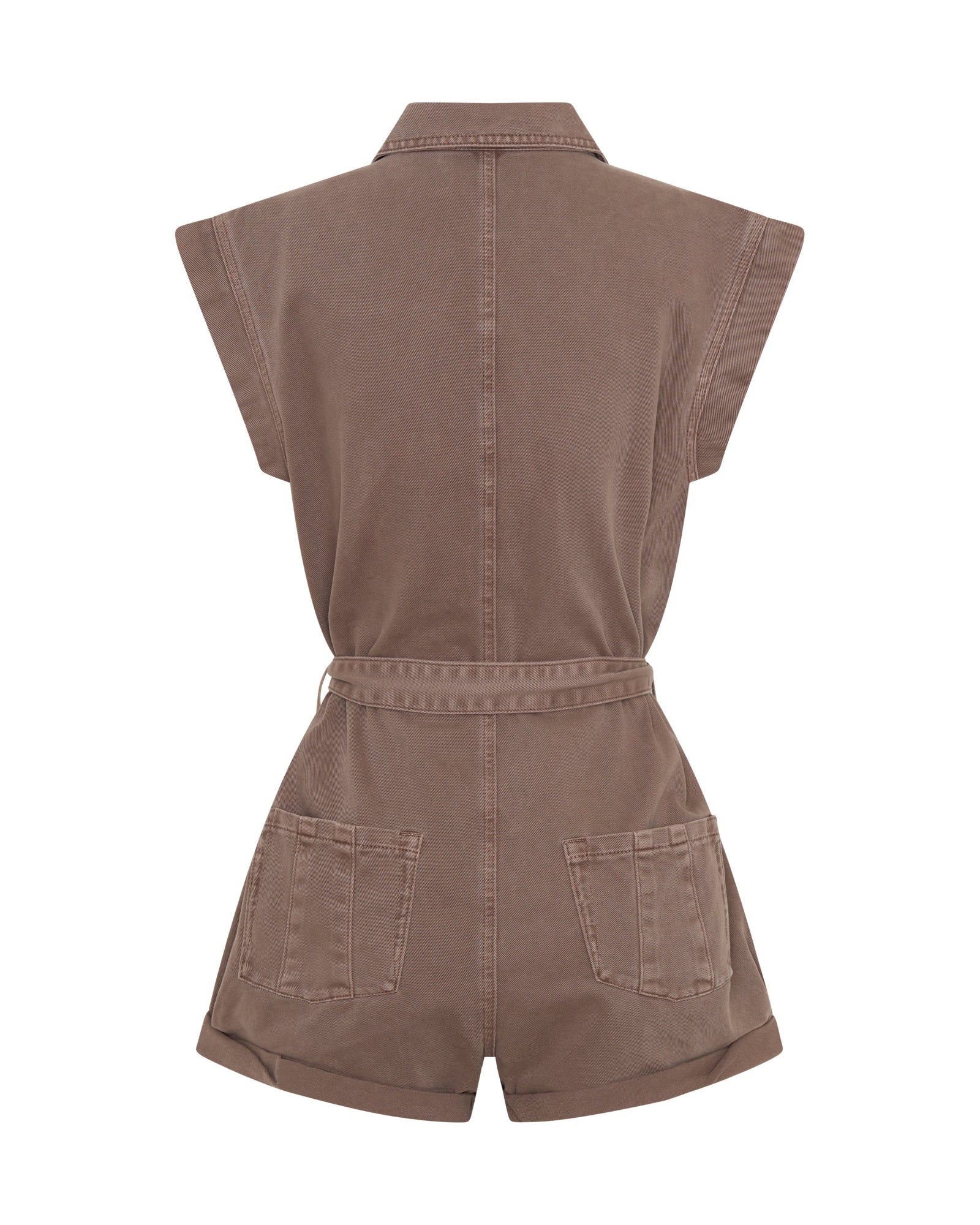 Bandit Aviator Mini Denim Jumpsuit - Espresso Brown | One Teaspoon USA